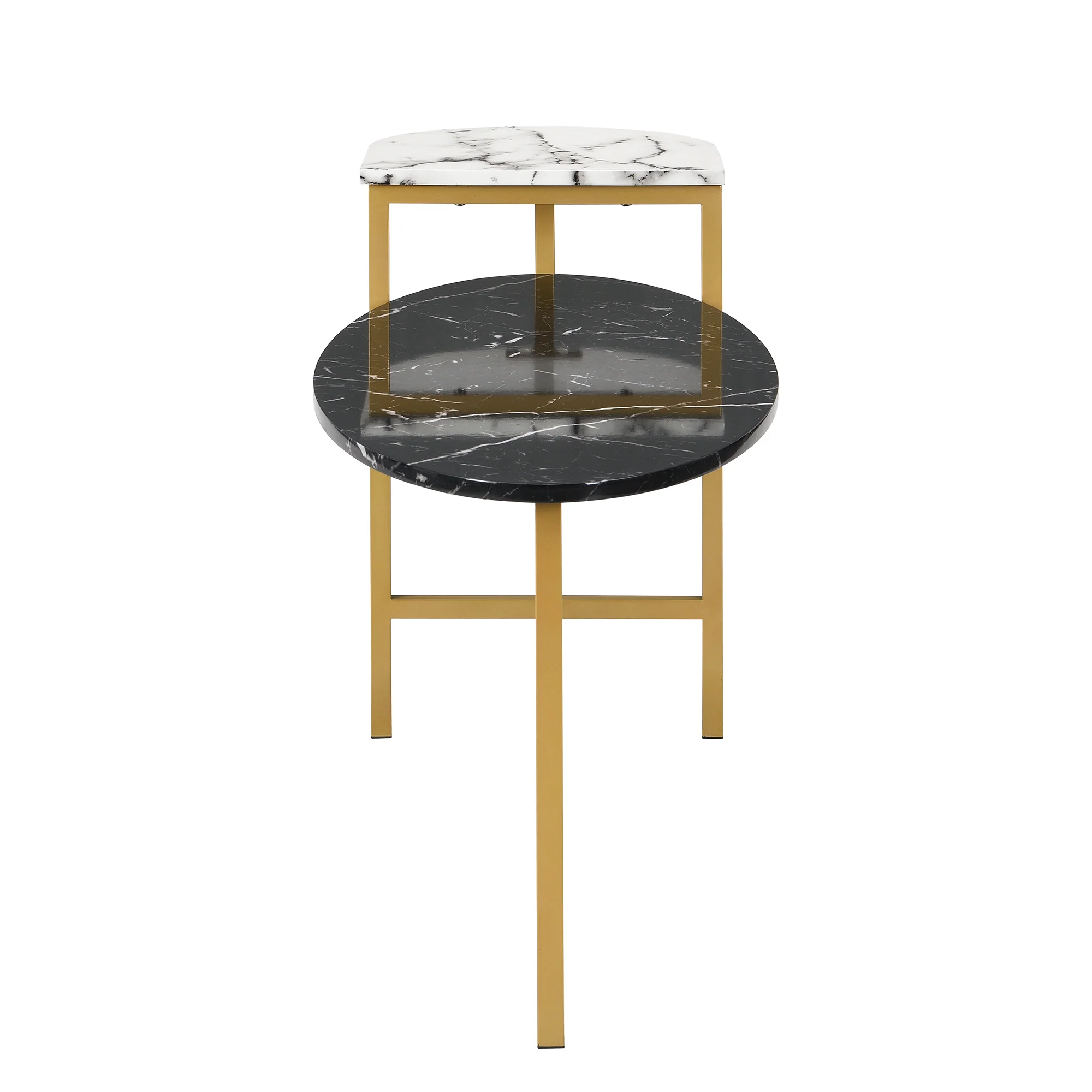 Sarina Black & White Marble Effect Oval Coffee Table - Image 7