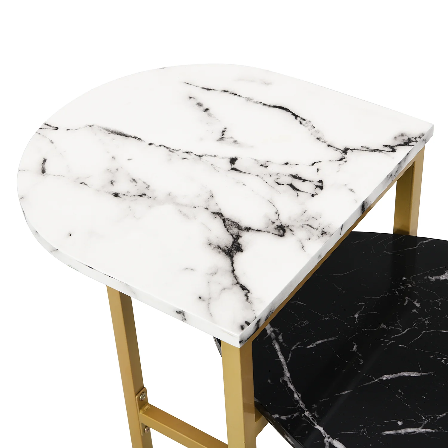 Sarina Black & White Marble Effect Oval Coffee Table - Image 8