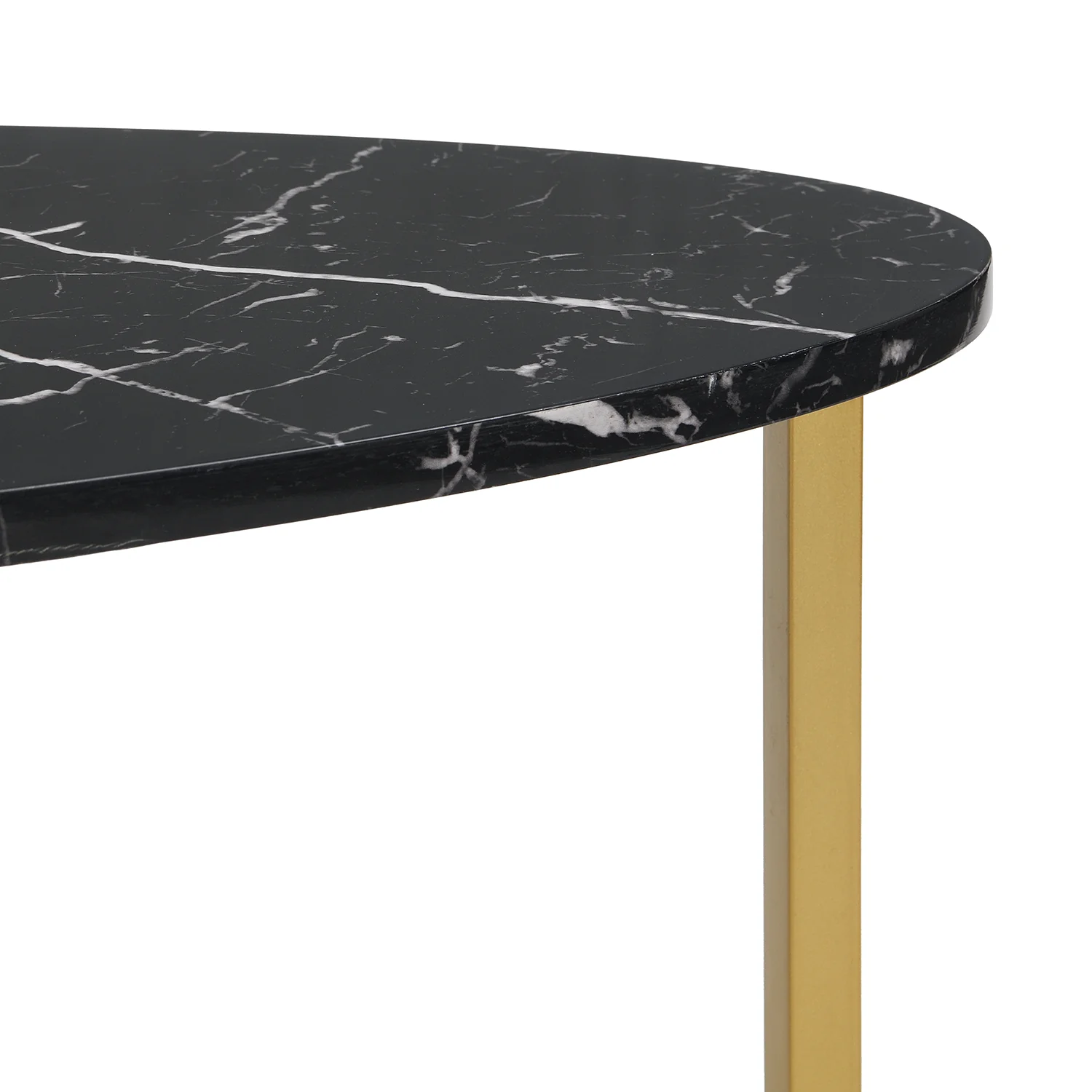 Sarina Black & White Marble Effect Oval Coffee Table - Image 9