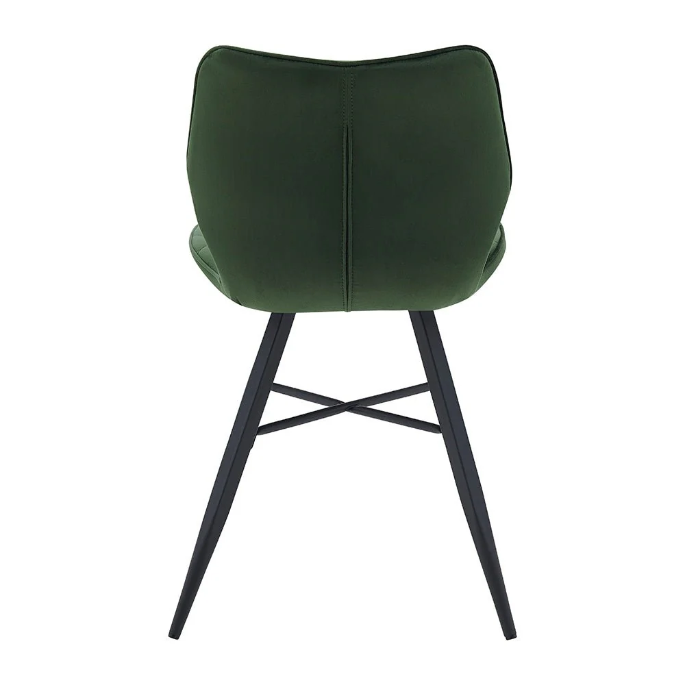 Set of 2 Ampney Velvet Diamond Stitch Dining Chairs with Metal Legs (Green Velvet) - Image 9