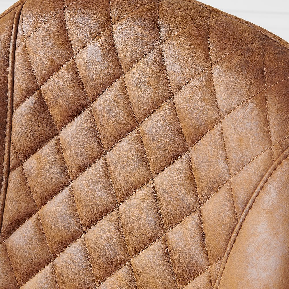 Set of 2 Cosford Diamond Stitch Dining Chairs (Vintage Tan Leather Effect Fabric) - Image 3