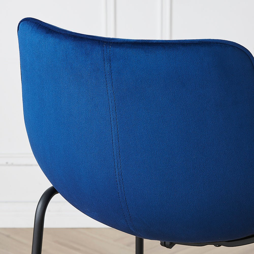 Sutton Set of 2 Barstools with Fluted Back (Blue Velvet) - Image 3
