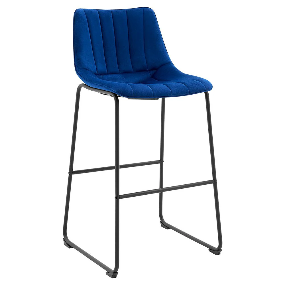 Sutton Set of 2 Barstools with Fluted Back (Blue Velvet) - Image 4