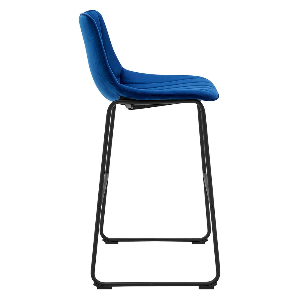Sutton Set of 2 Barstools with Fluted Back (Blue Velvet) - Image 7