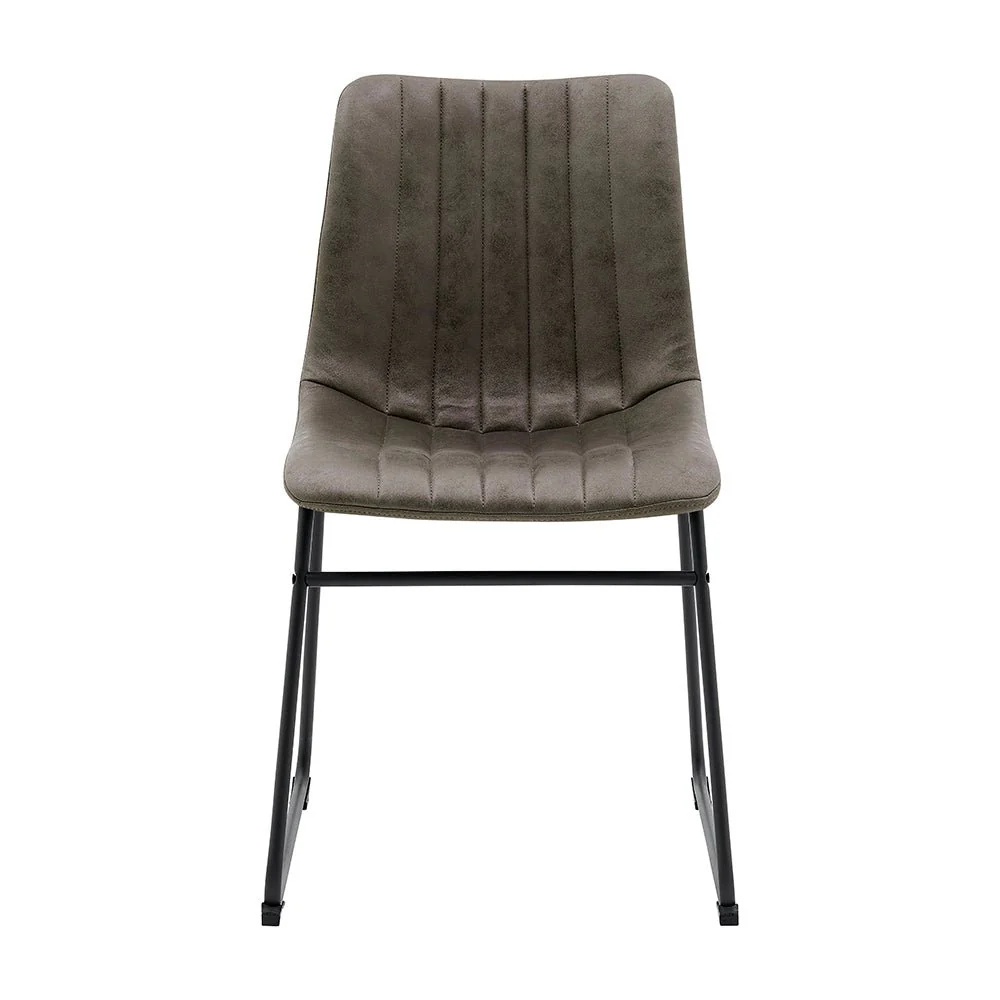 Sutton Set of 2 Vegan Leather Fluted Dining Chairs with Metal Frame (Steel Grey) - Image 5