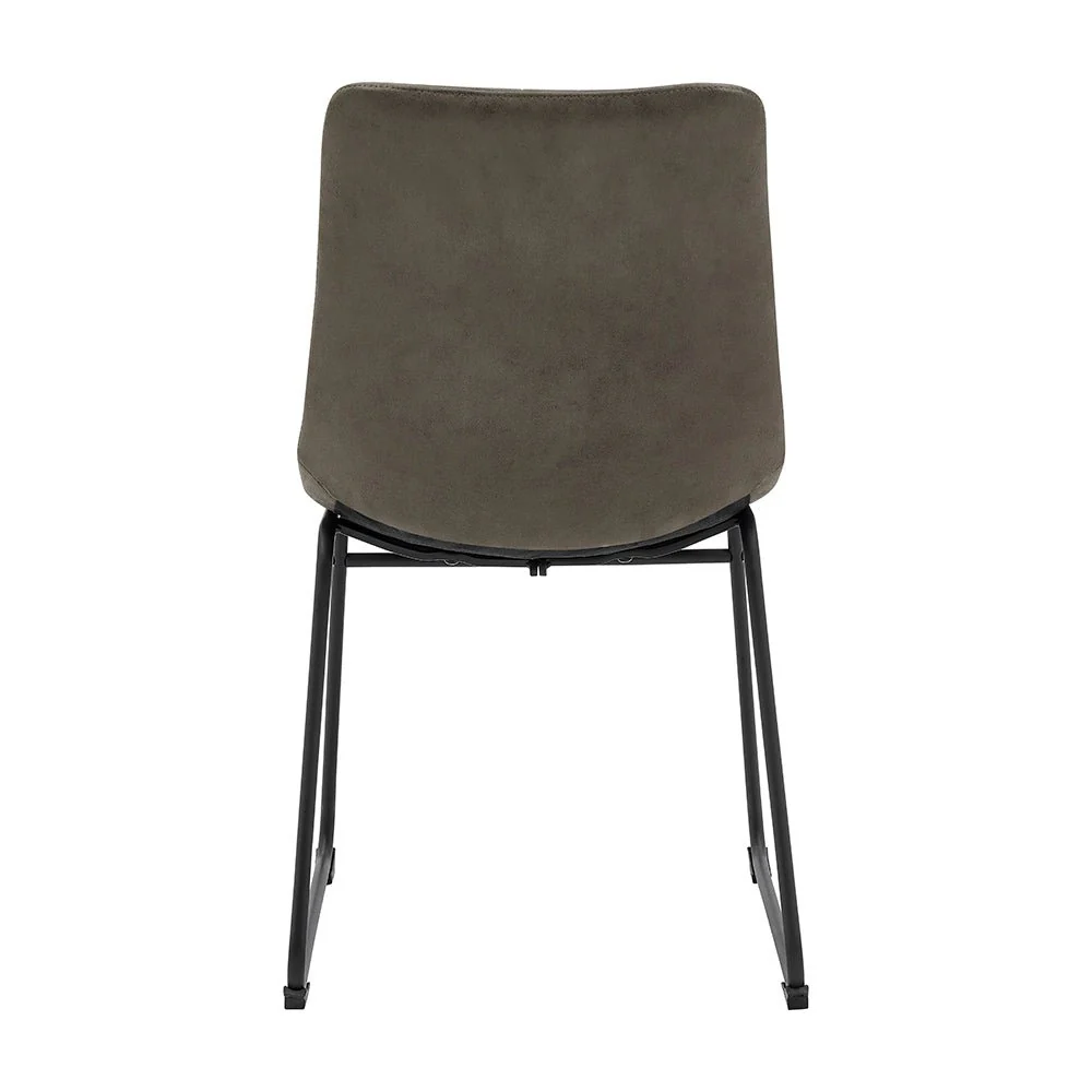 Sutton Set of 2 Vegan Leather Fluted Dining Chairs with Metal Frame (Steel Grey) - Image 8