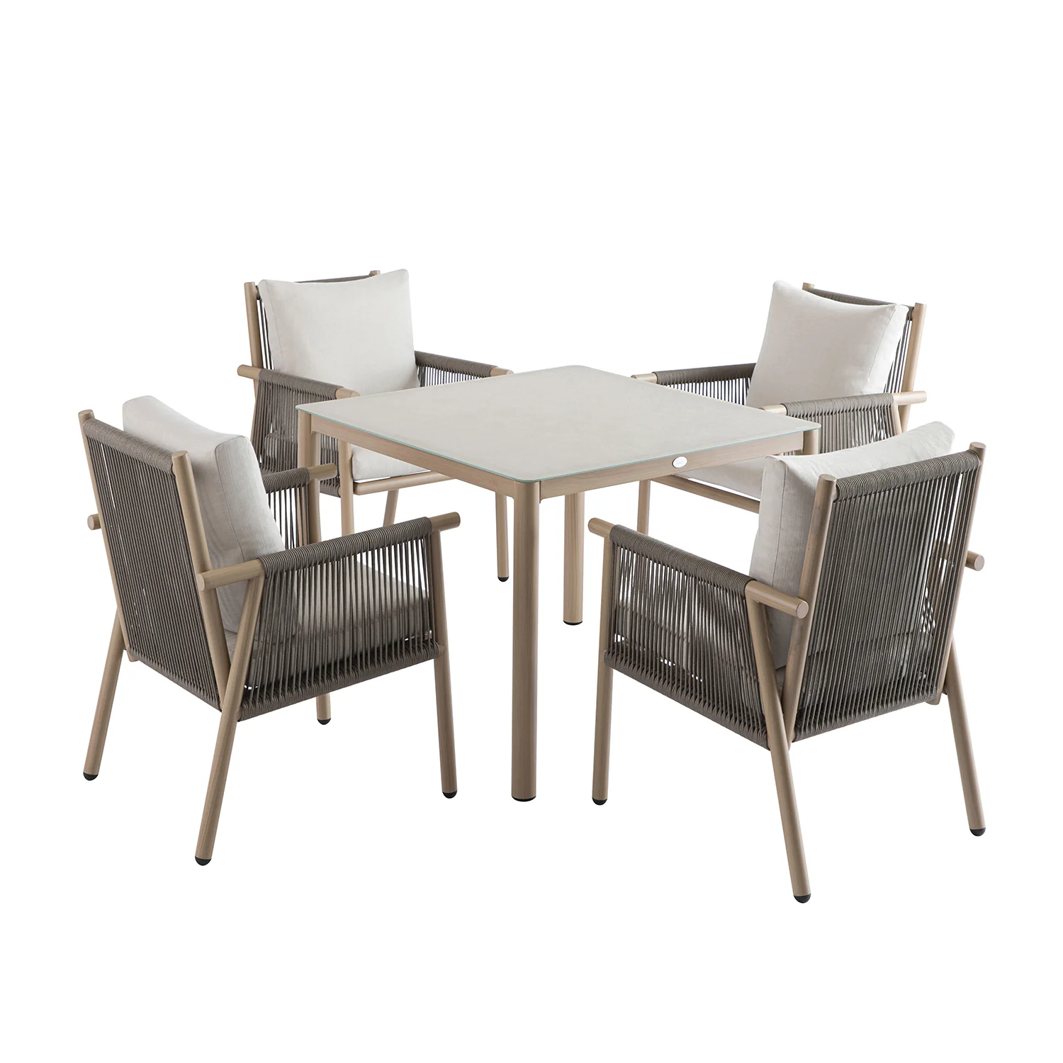 Soller Indoor and Outdoor Rope Weave 4-Seater Square Dining Set - Image 9