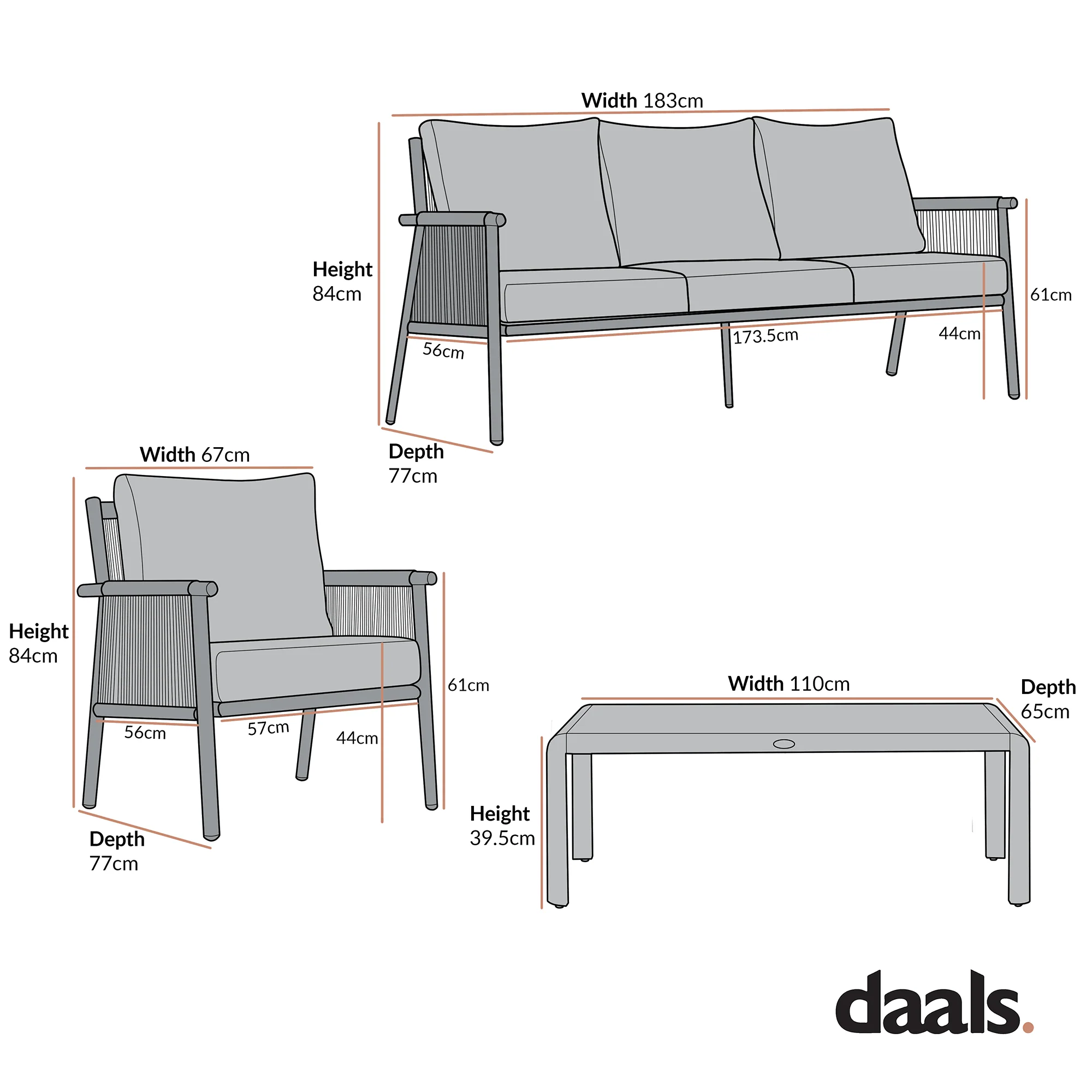 Soller Indoor and Outdoor Rope Weave 5-Seater Sofa Set - Image 13