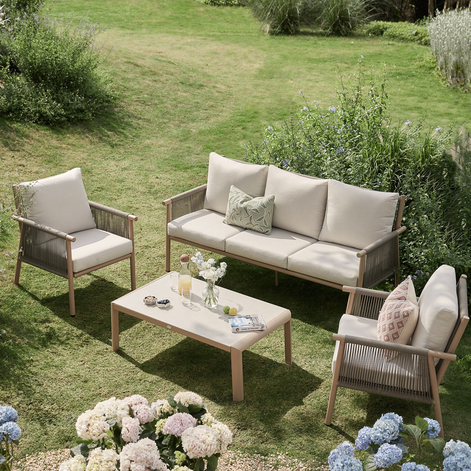 Soller Indoor and Outdoor Rope Weave 5-Seater Sofa Set - Image 2
