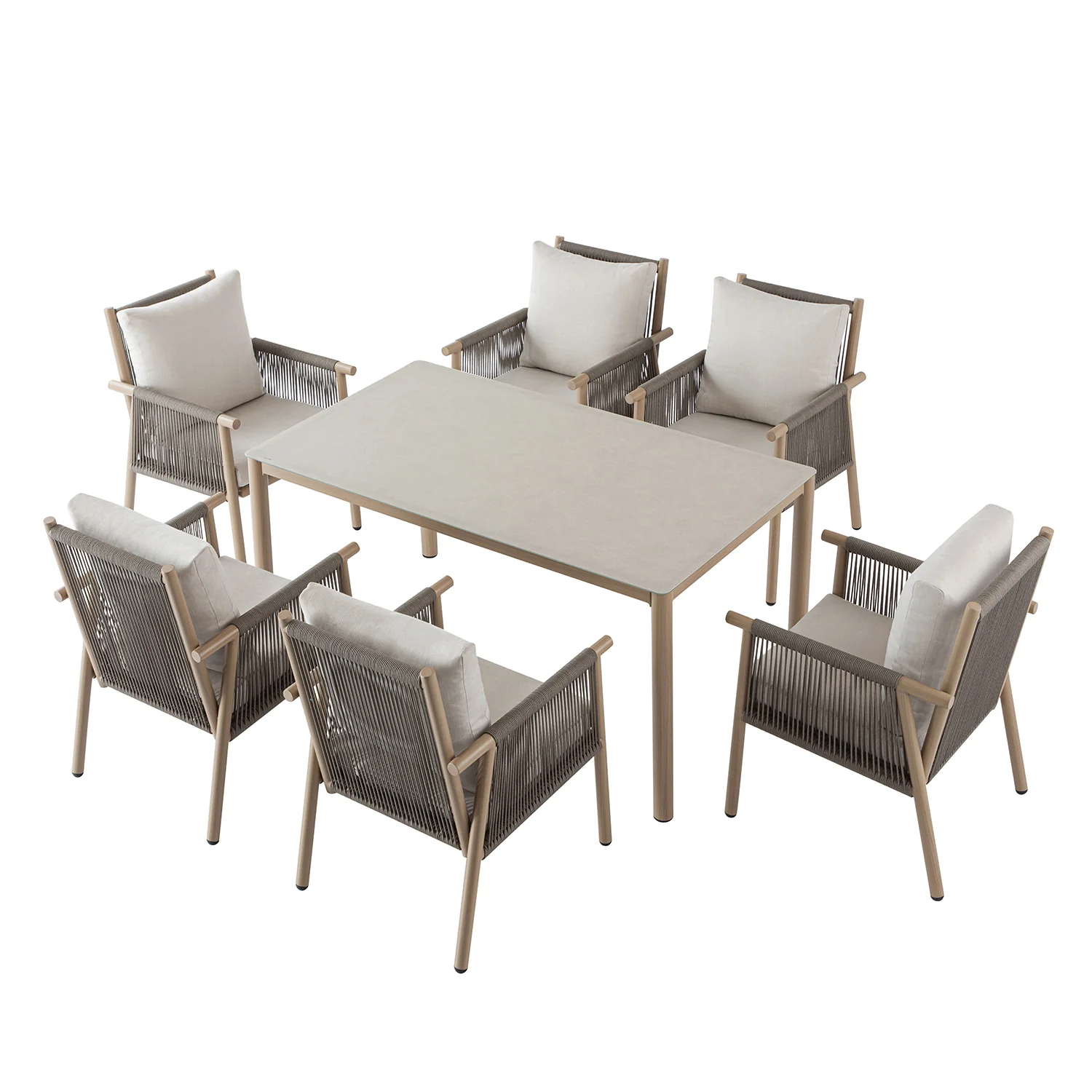 Soller Indoor and Outdoor Rope Weave 6-Seater Rectangular Dining Set - Image 10