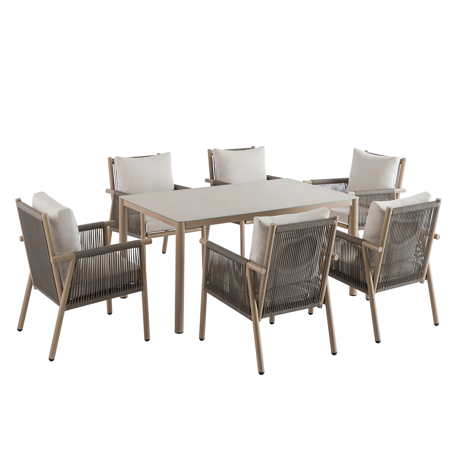 Soller Indoor and Outdoor Rope Weave 6-Seater Rectangular Dining Set - Image 11