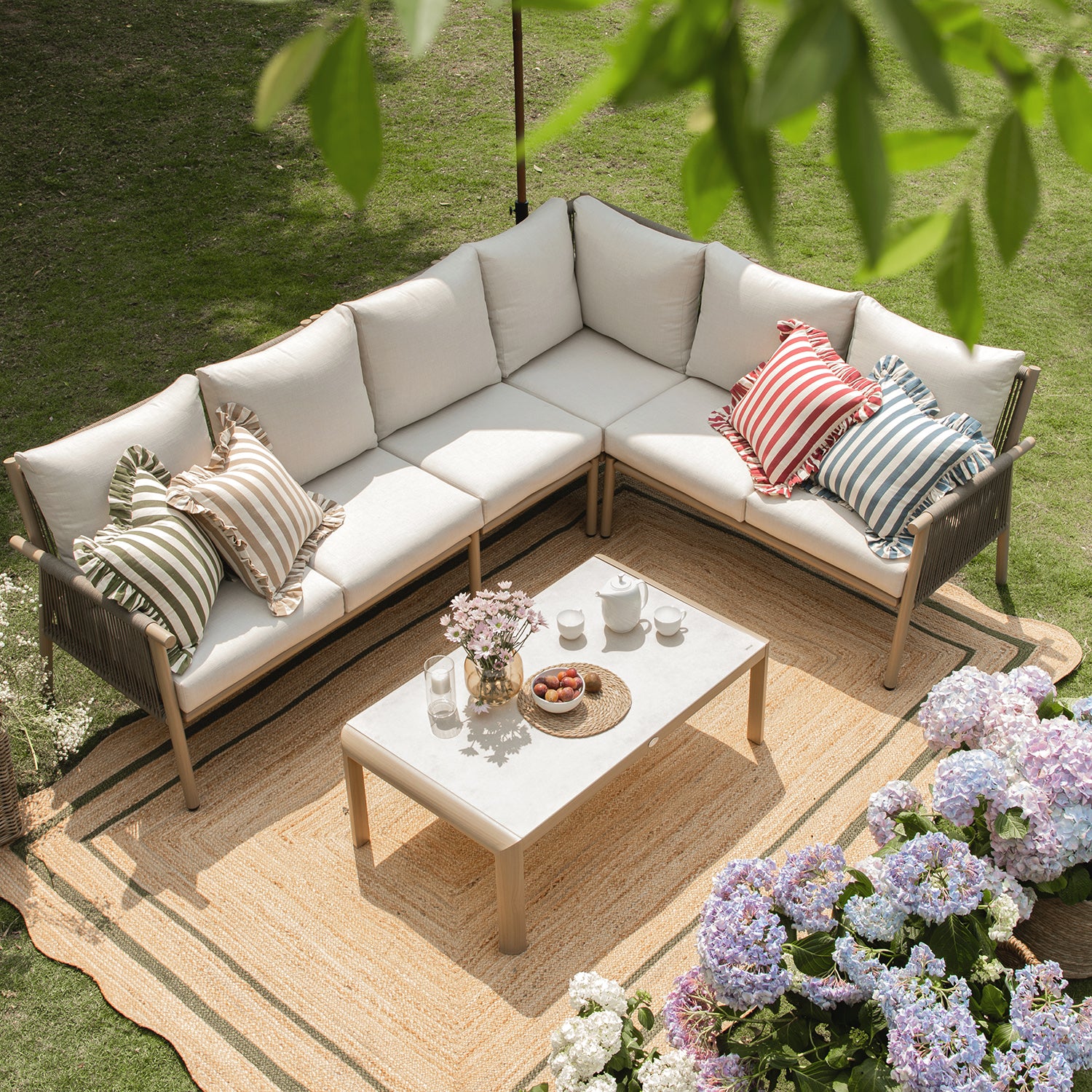 Soller Indoor and Outdoor Rope Weave Large Corner Sofa Set - Image 3
