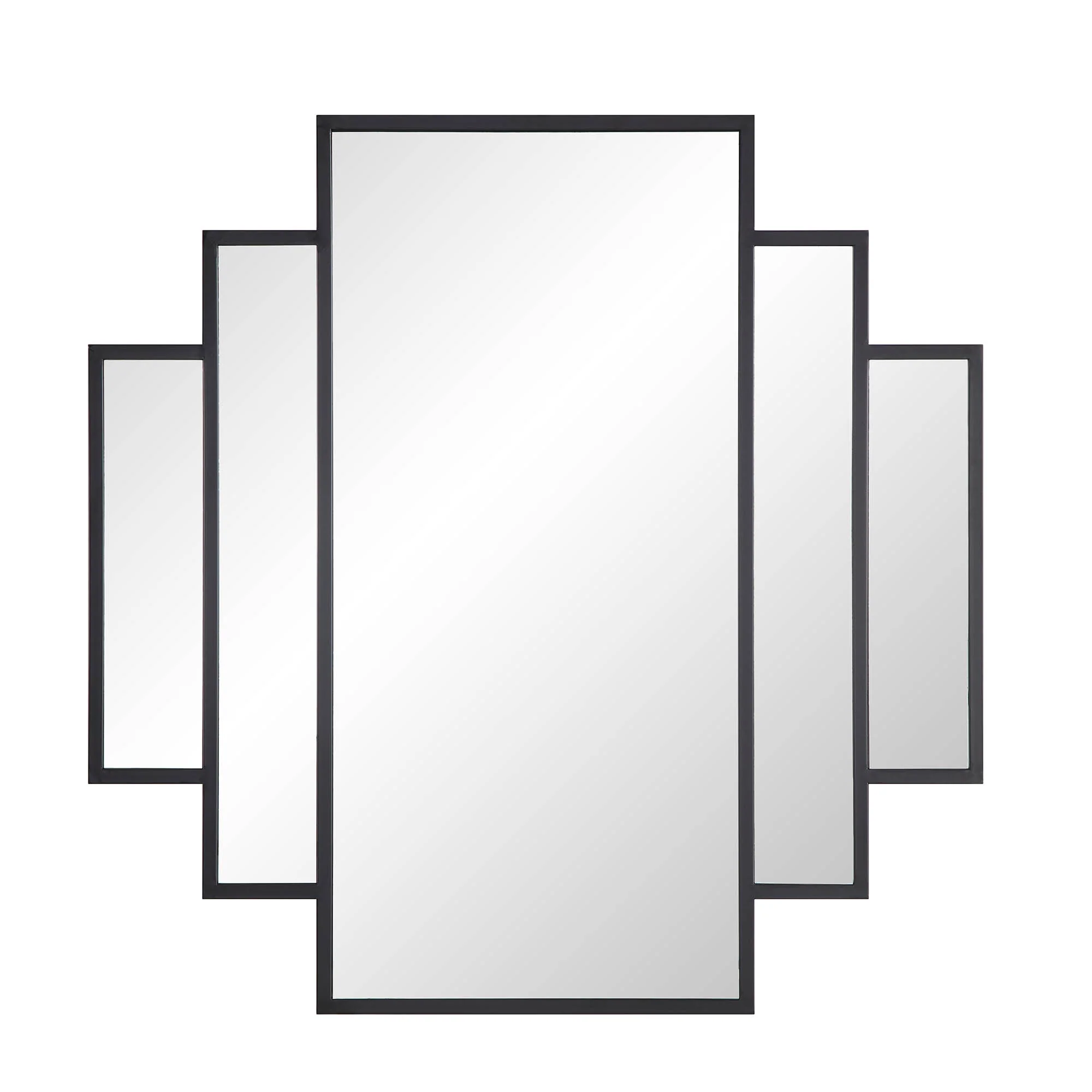 Sonia Black Metal Frame Art Deco Square Wall Mirror 90 x 90 cm - Image 3