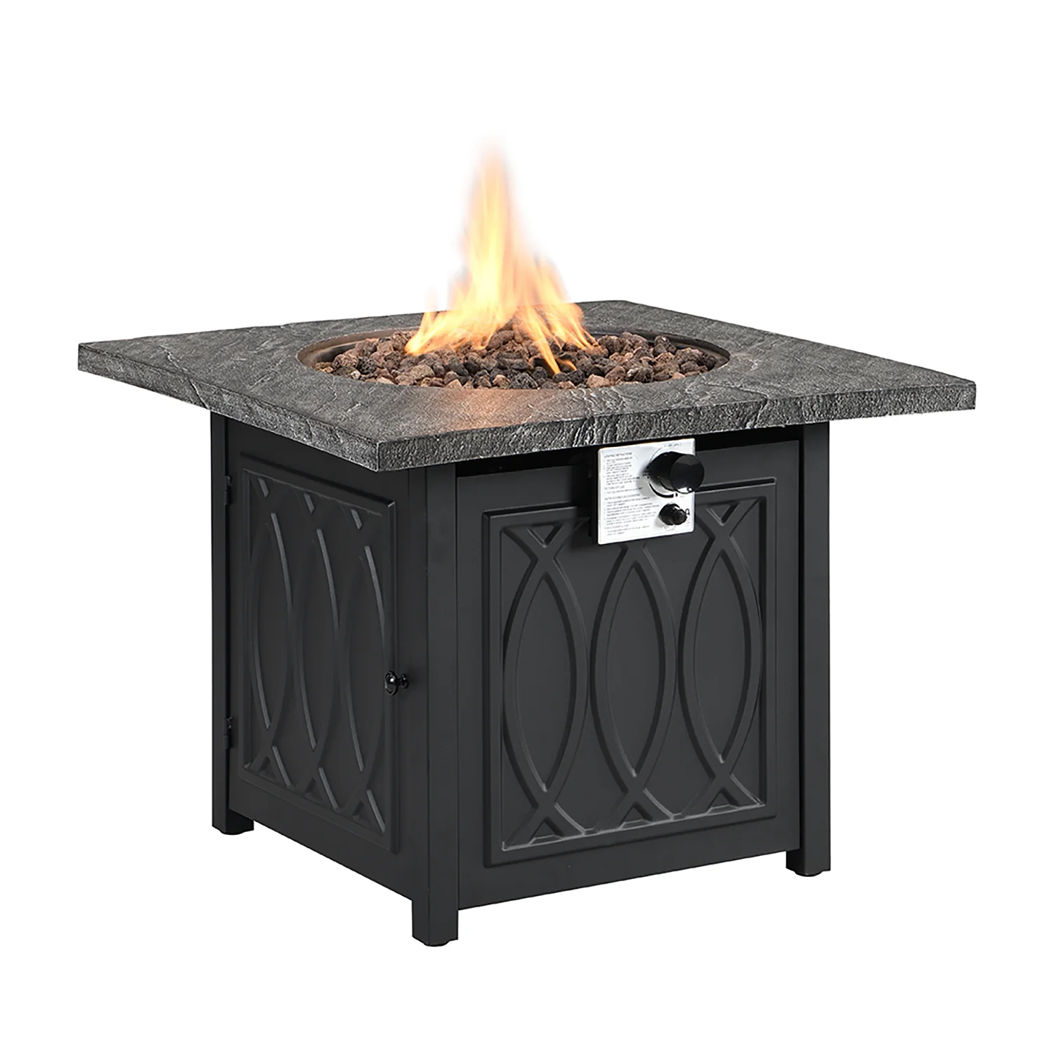 Square Outdoor 32" x 32" 50,000BTUs Real Concrete Gas Firepit Table - Image 2