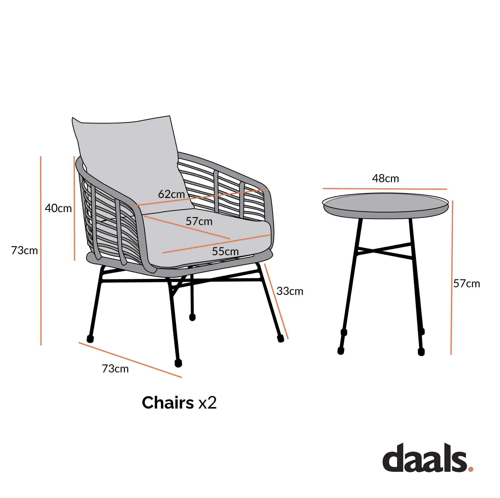St Loy Natural Rattan Bistro Set with Table - Image 5