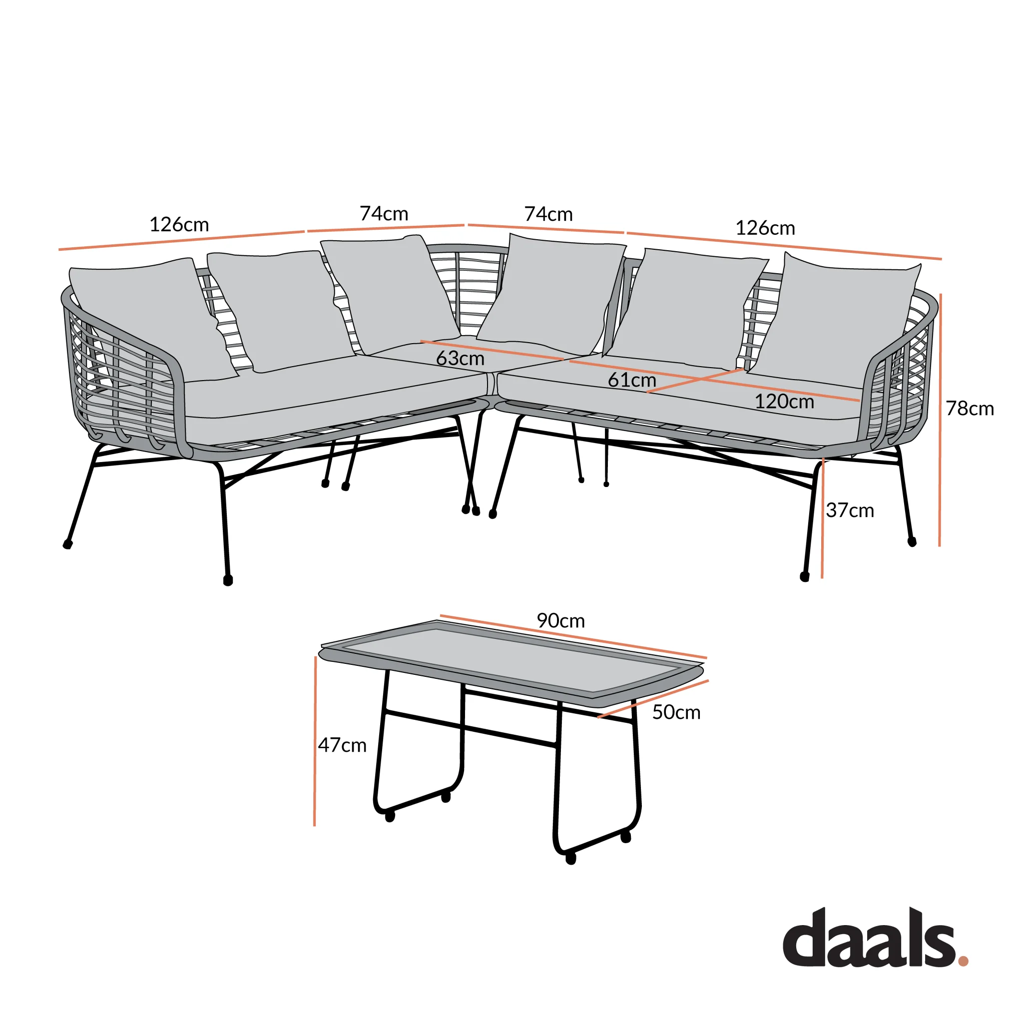 St Loy Natural Rattan Corner Sofa Set with Table - Image 11