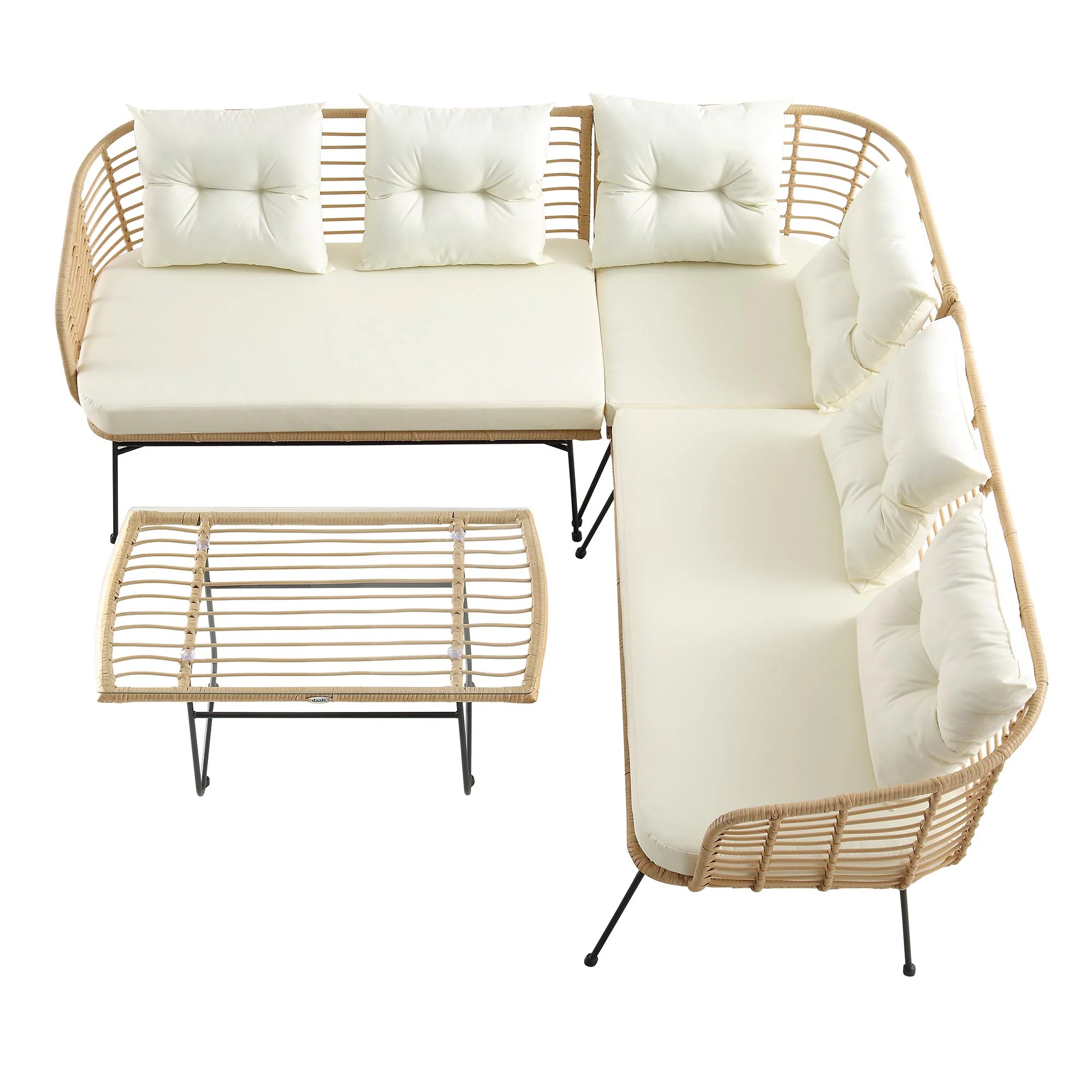 St Loy Natural Rattan Corner Sofa Set with Table - Image 13