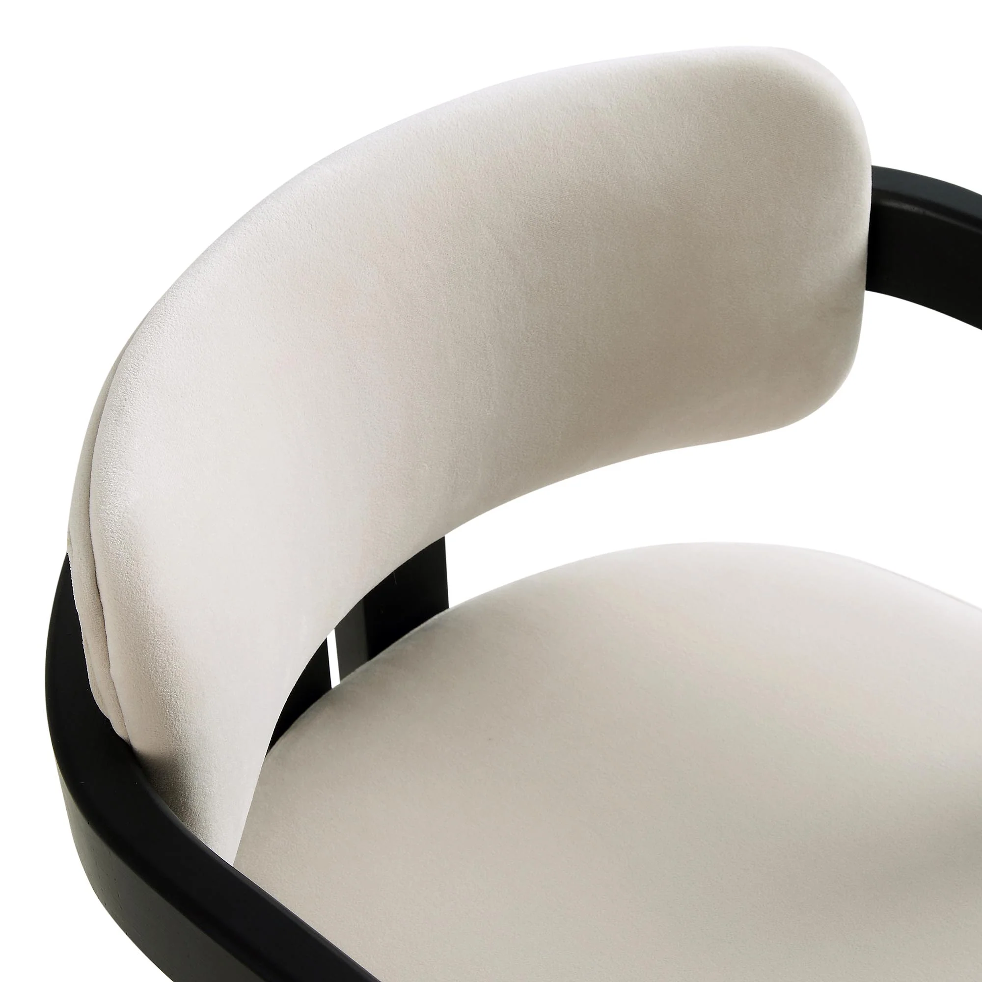 Stanford Curved Oak Frame Upholstered Chair, Champagne Velvet Black Frame - Image 10