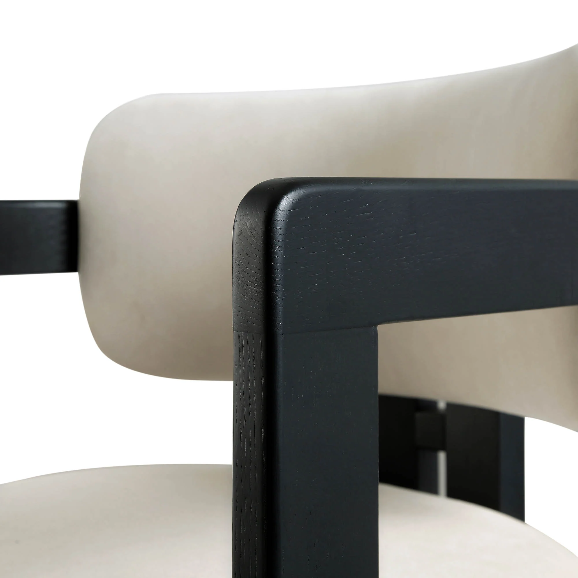 Stanford Curved Oak Frame Upholstered Chair, Champagne Velvet Black Frame - Image 11