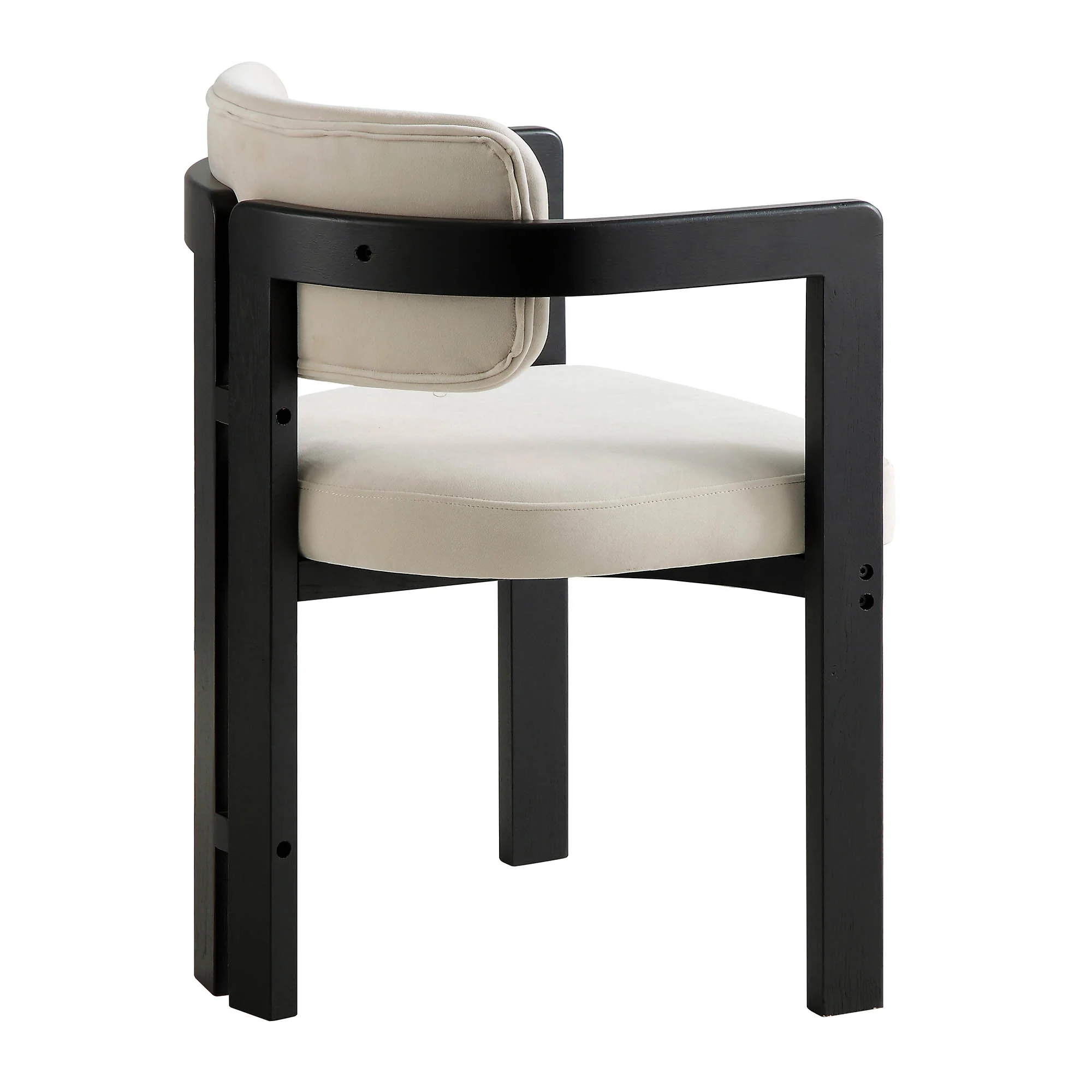Stanford Curved Oak Frame Upholstered Chair, Champagne Velvet Black Frame - Image 7