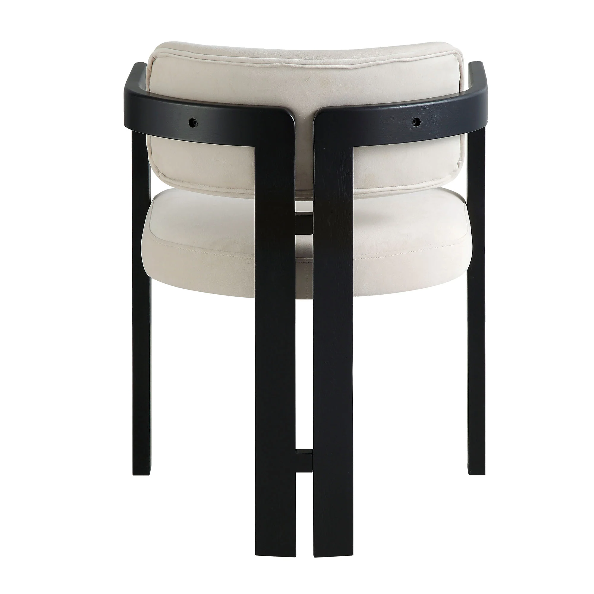 Stanford Curved Oak Frame Upholstered Chair, Champagne Velvet Black Frame - Image 9