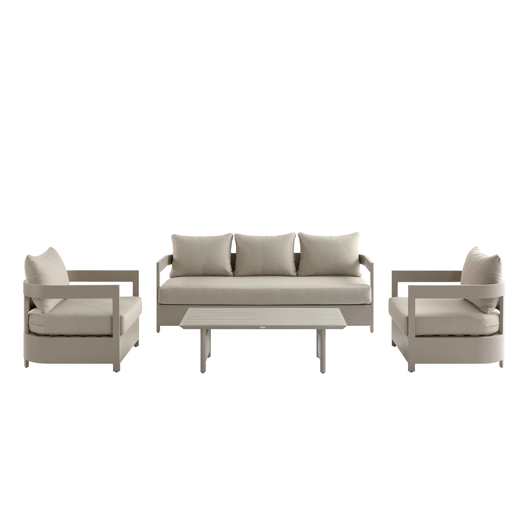 Stanford Outdoor 5-Seater Sofa Set, Taupe with Light Taupe Fabric - Image 11