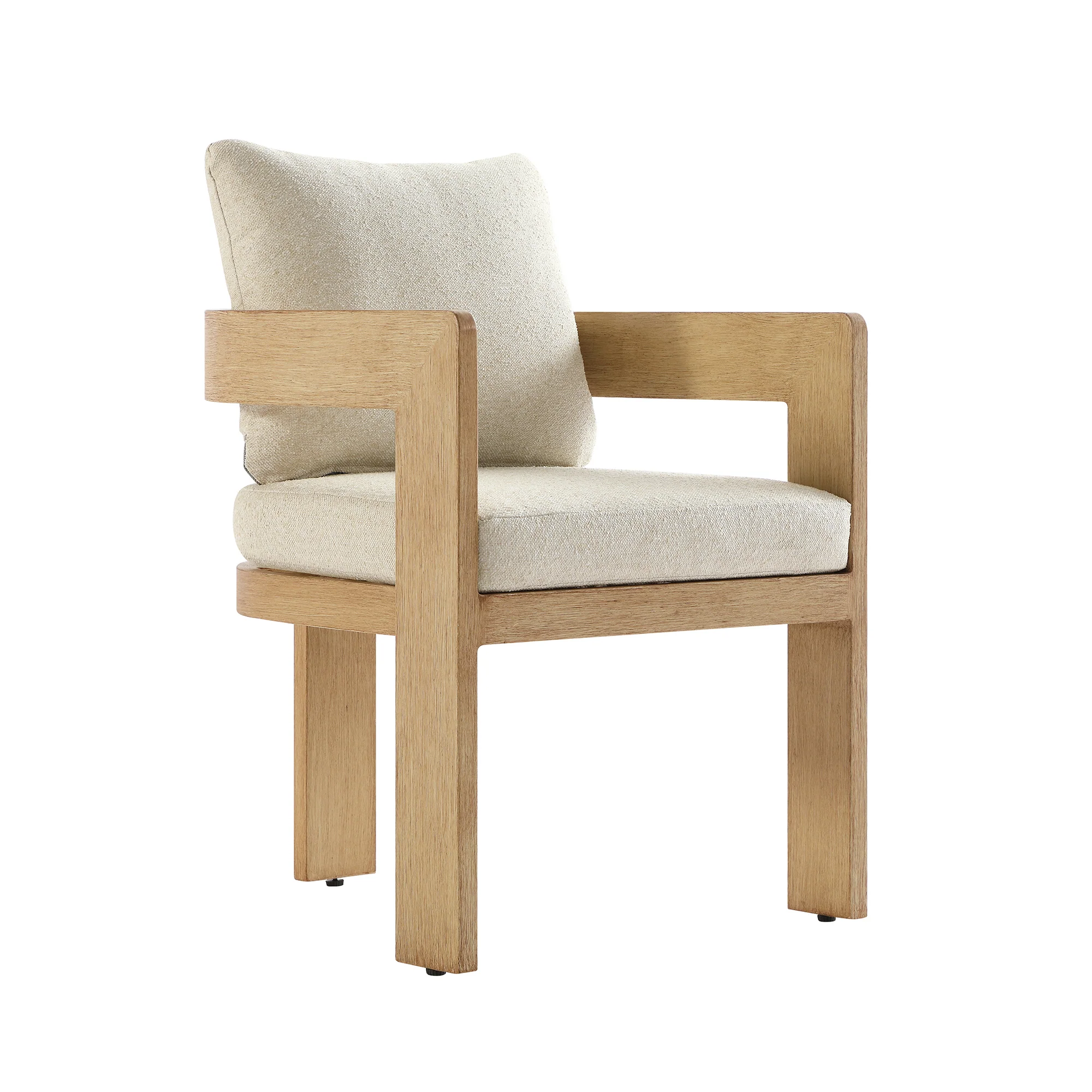 Stanford Outdoor 6-Seater Rectangular Dining Set, Natural with Beige Boucle Fabric - Image 9