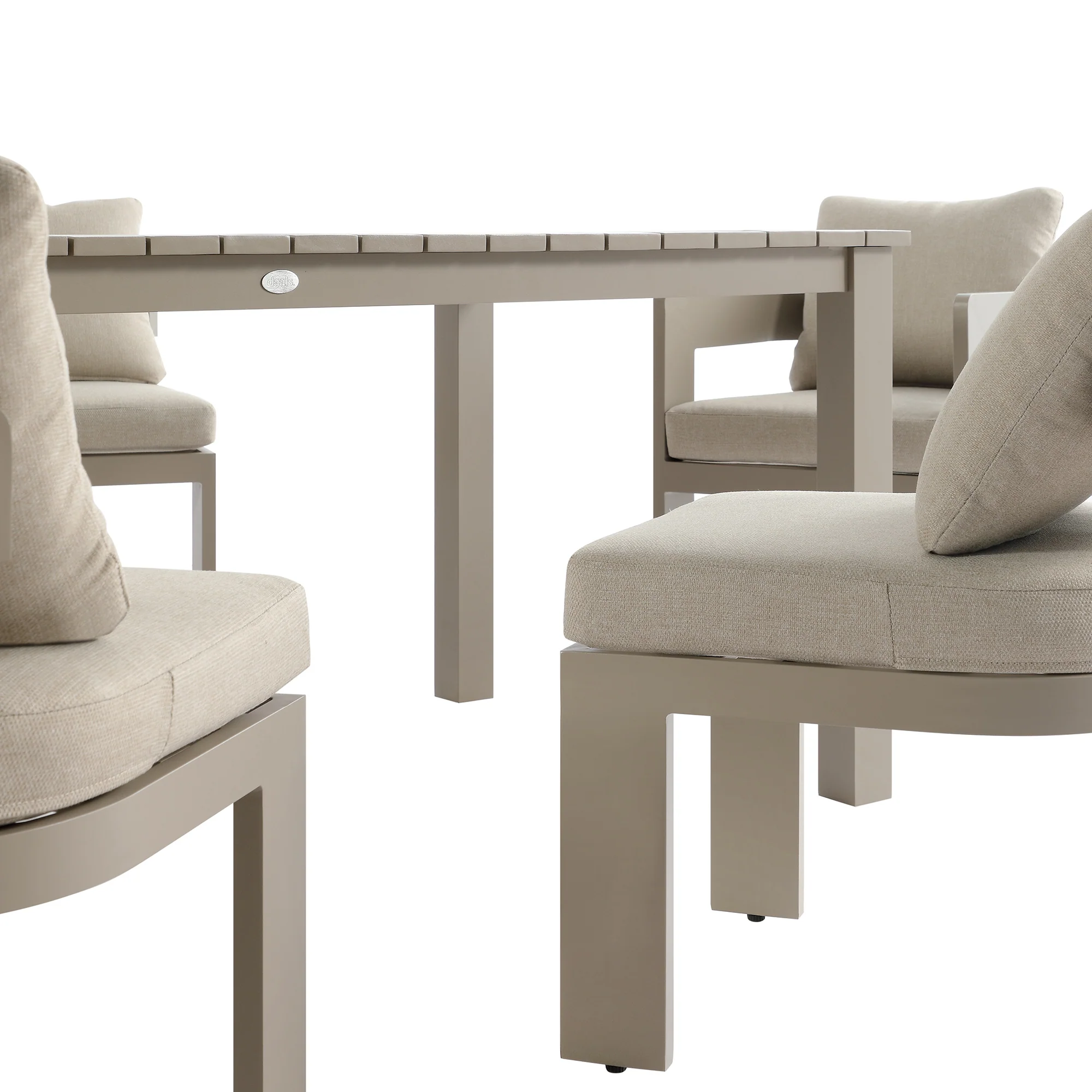 Stanford Outdoor 6-Seater Rectangular Dining Set, Taupe with Light Taupe Fabric - Image 14