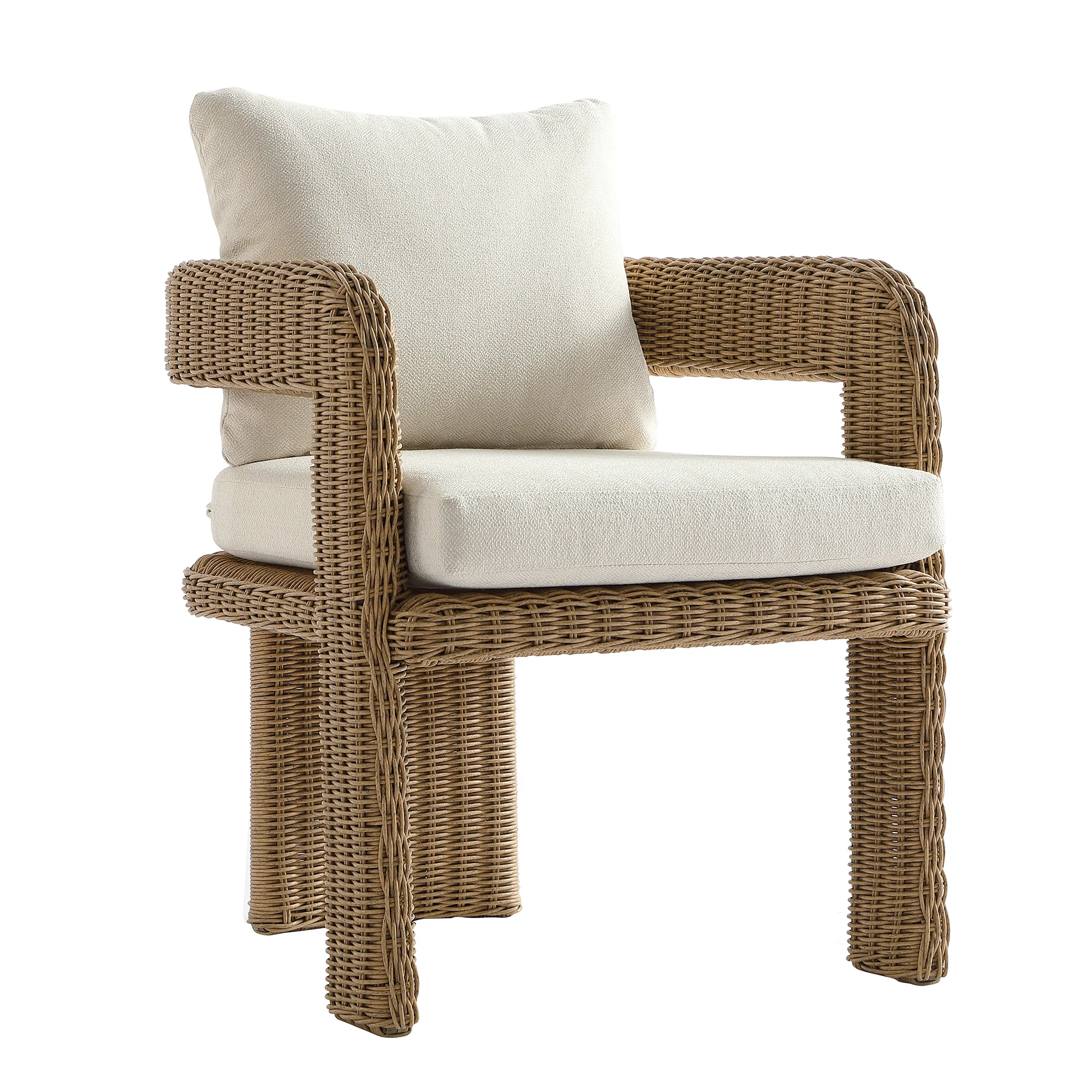 Stanford Round Wicker Outdoor 6-Seater Rectangular Dining Set, Natural - Image 16