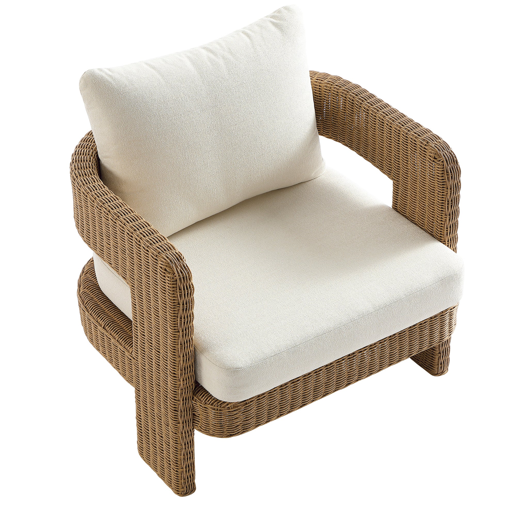 Stanford Round Wicker Outdoor Armchair Set, Natural - Image 10