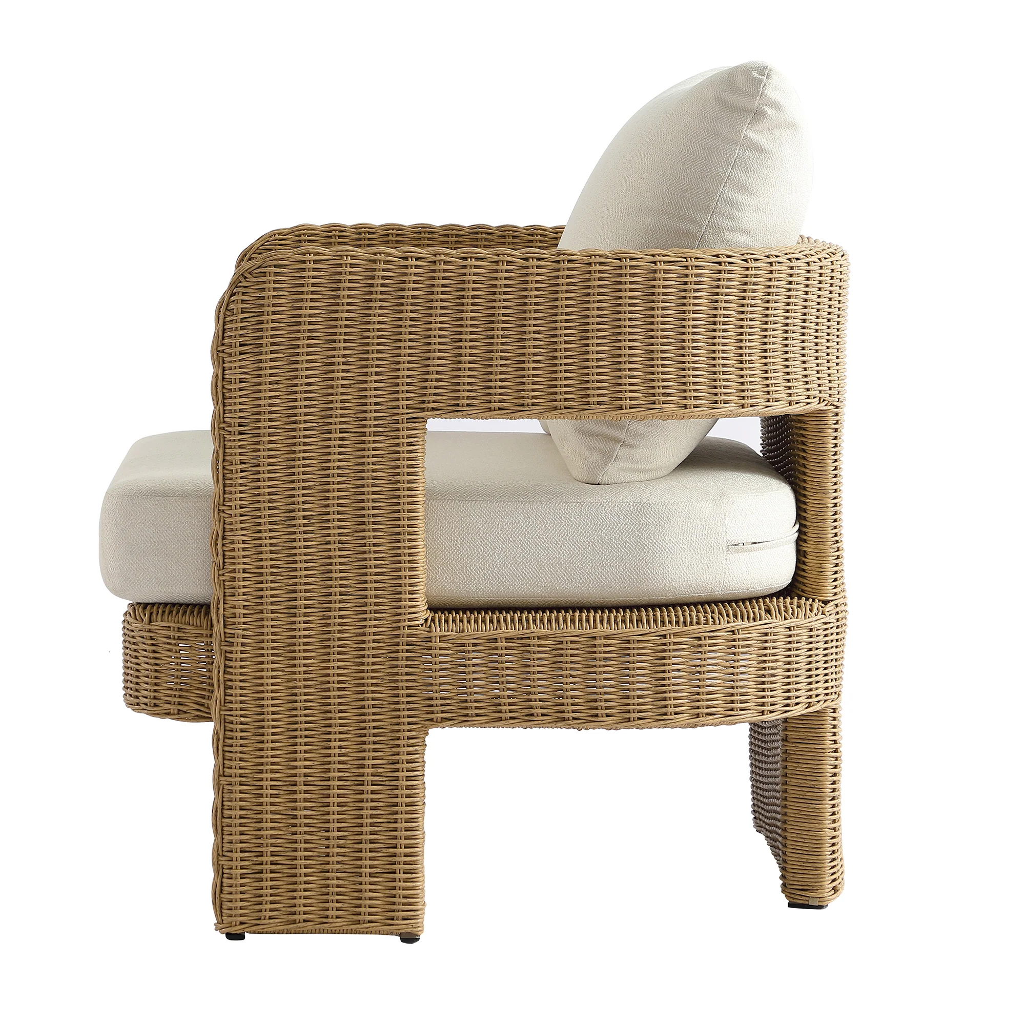 Stanford Round Wicker Outdoor Armchair Set, Natural - Image 11