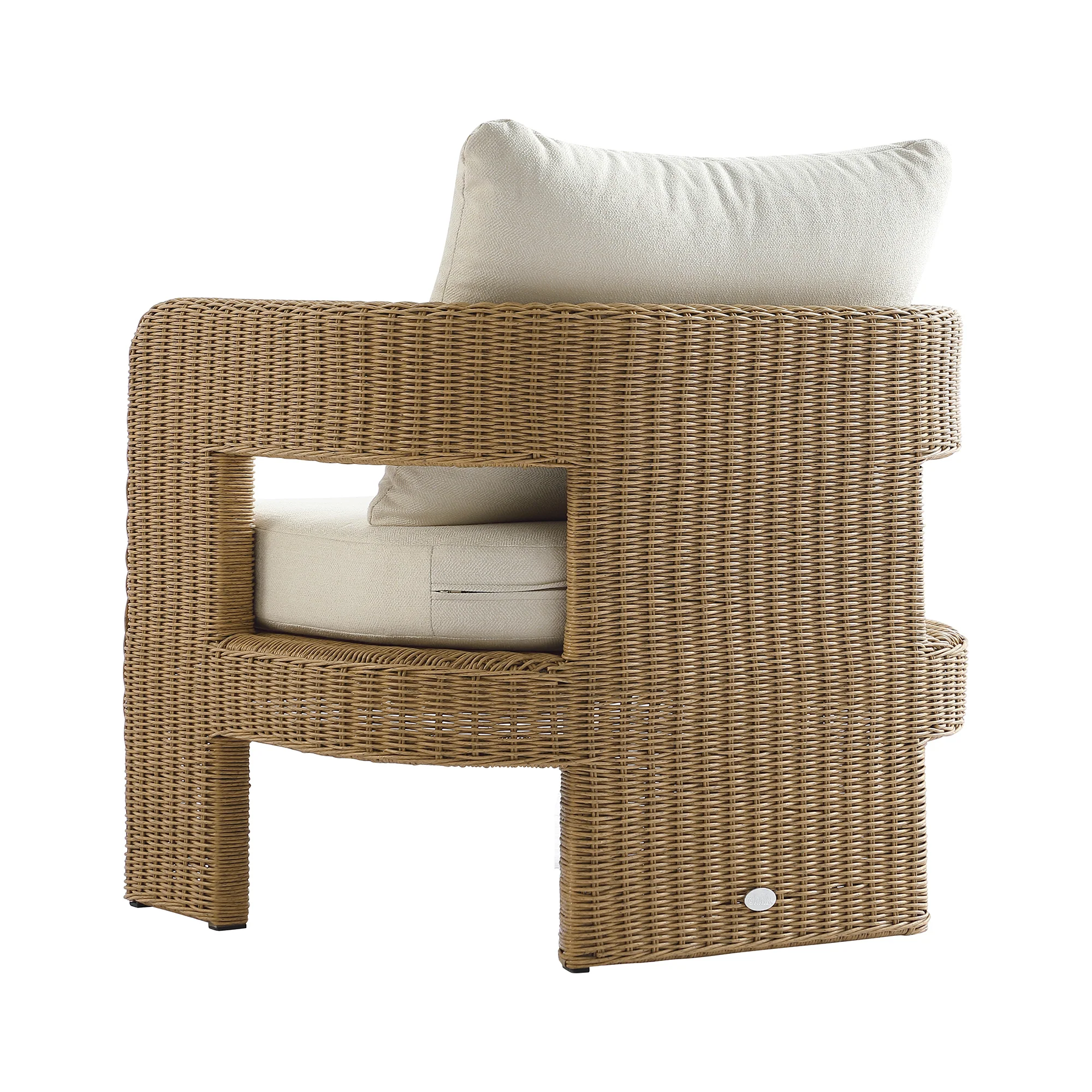 Stanford Round Wicker Outdoor Armchair Set, Natural - Image 12