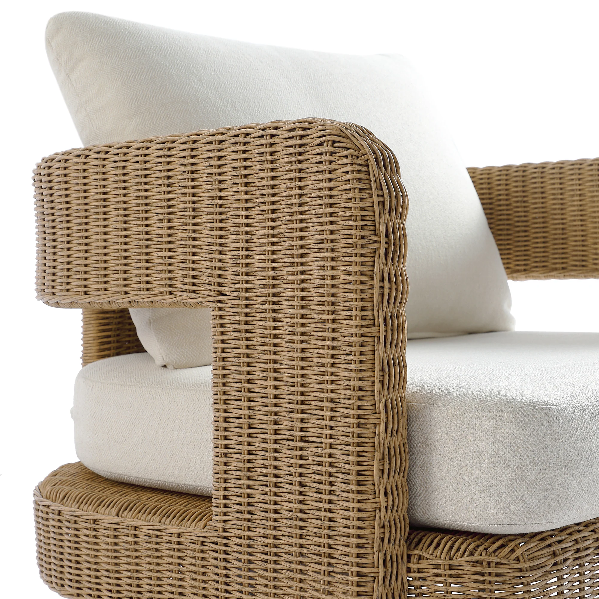 Stanford Round Wicker Outdoor Armchair Set, Natural - Image 14