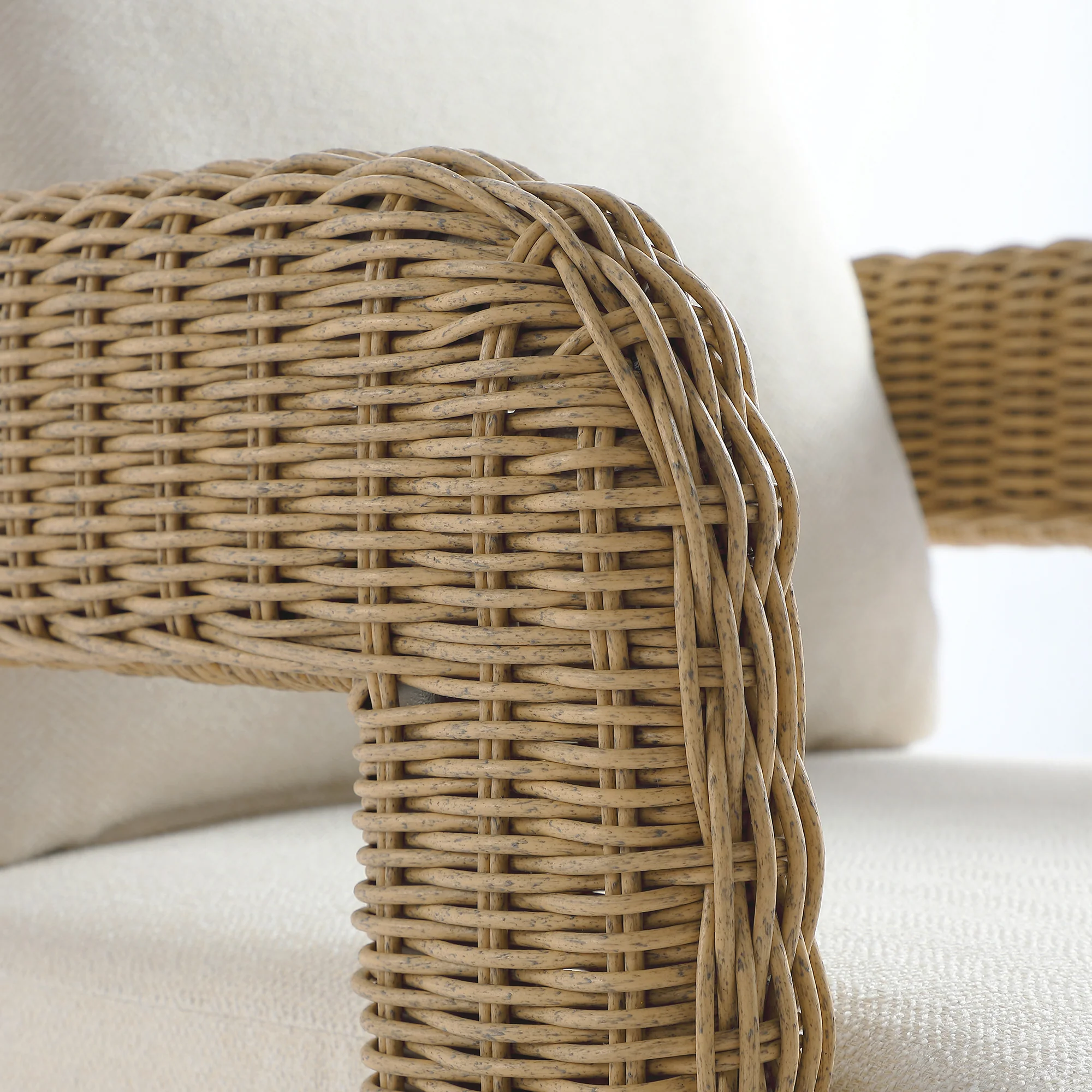 Stanford Round Wicker Outdoor Dining Chair Set, Natural - Image 11