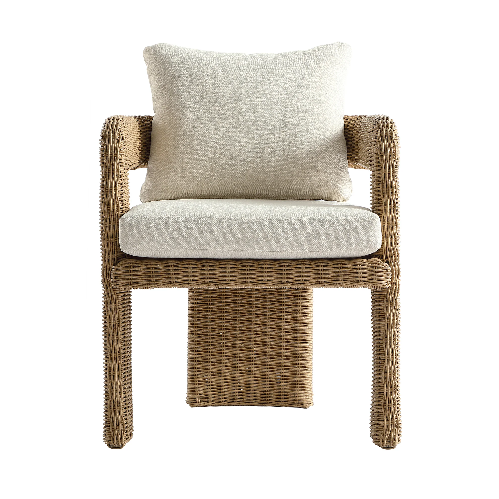 Stanford Round Wicker Outdoor Dining Chair Set, Natural - Image 6