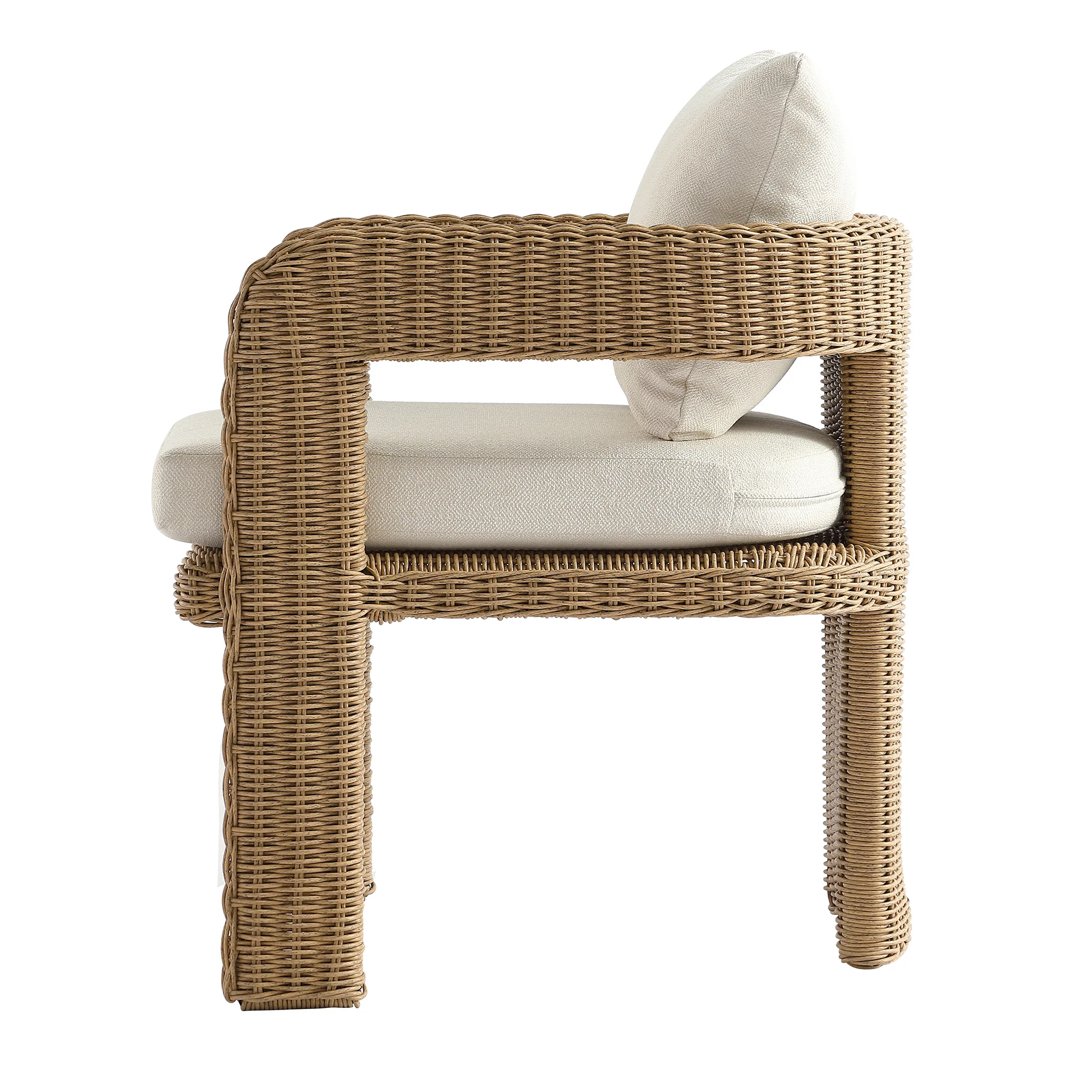 Stanford Round Wicker Outdoor Dining Chair Set, Natural - Image 9
