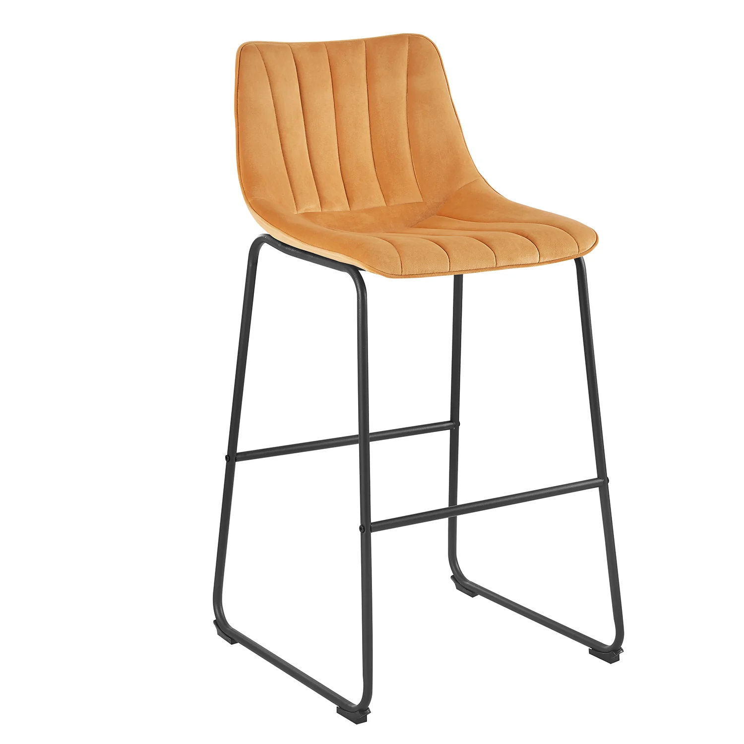 Sutton Set of 2 Barstools with Fluted Back (Mustard Velvet) - Image 3