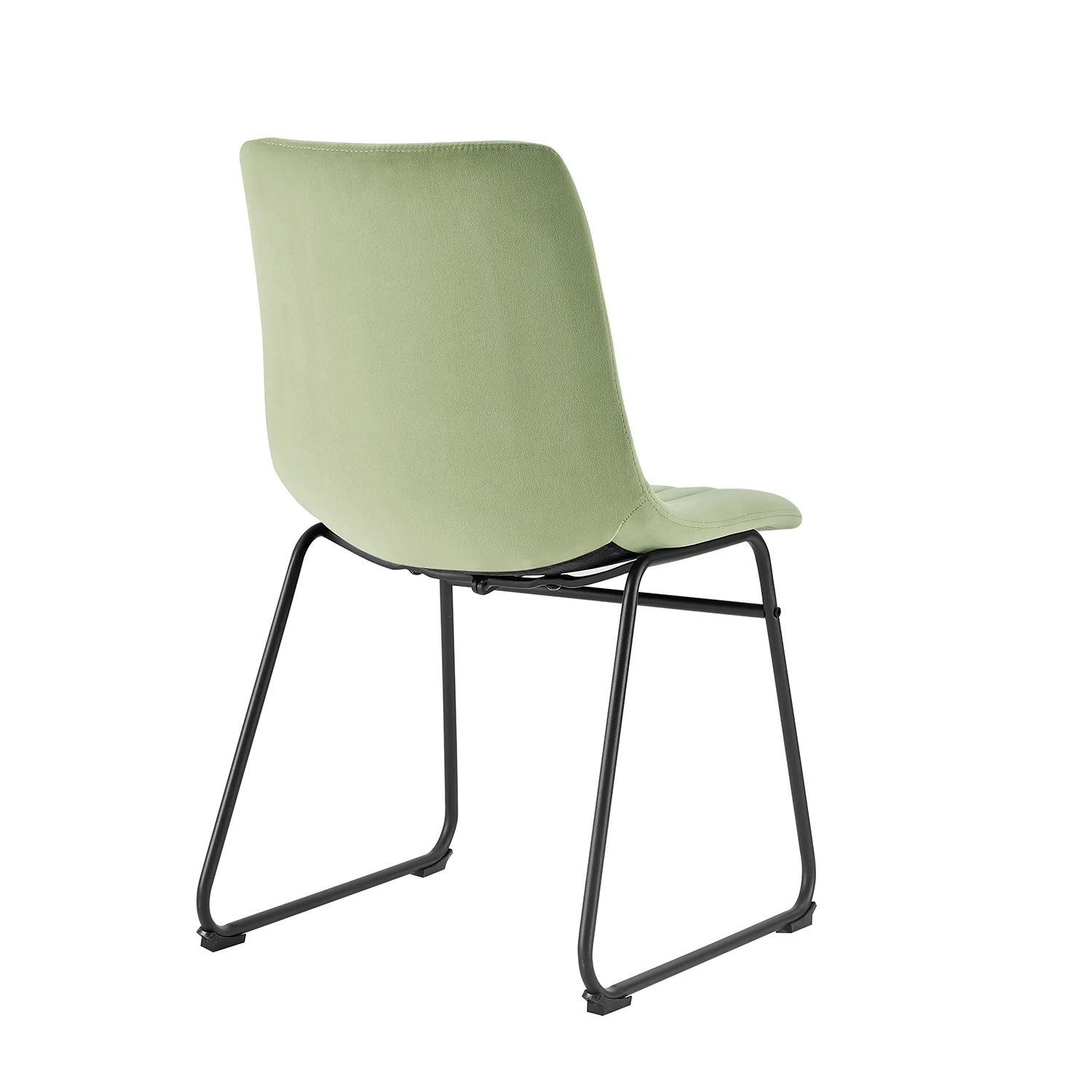Sutton Set of 2 Sage Green Velvet Fabric Fluted Dining Chairs with Metal Frame - Image 7