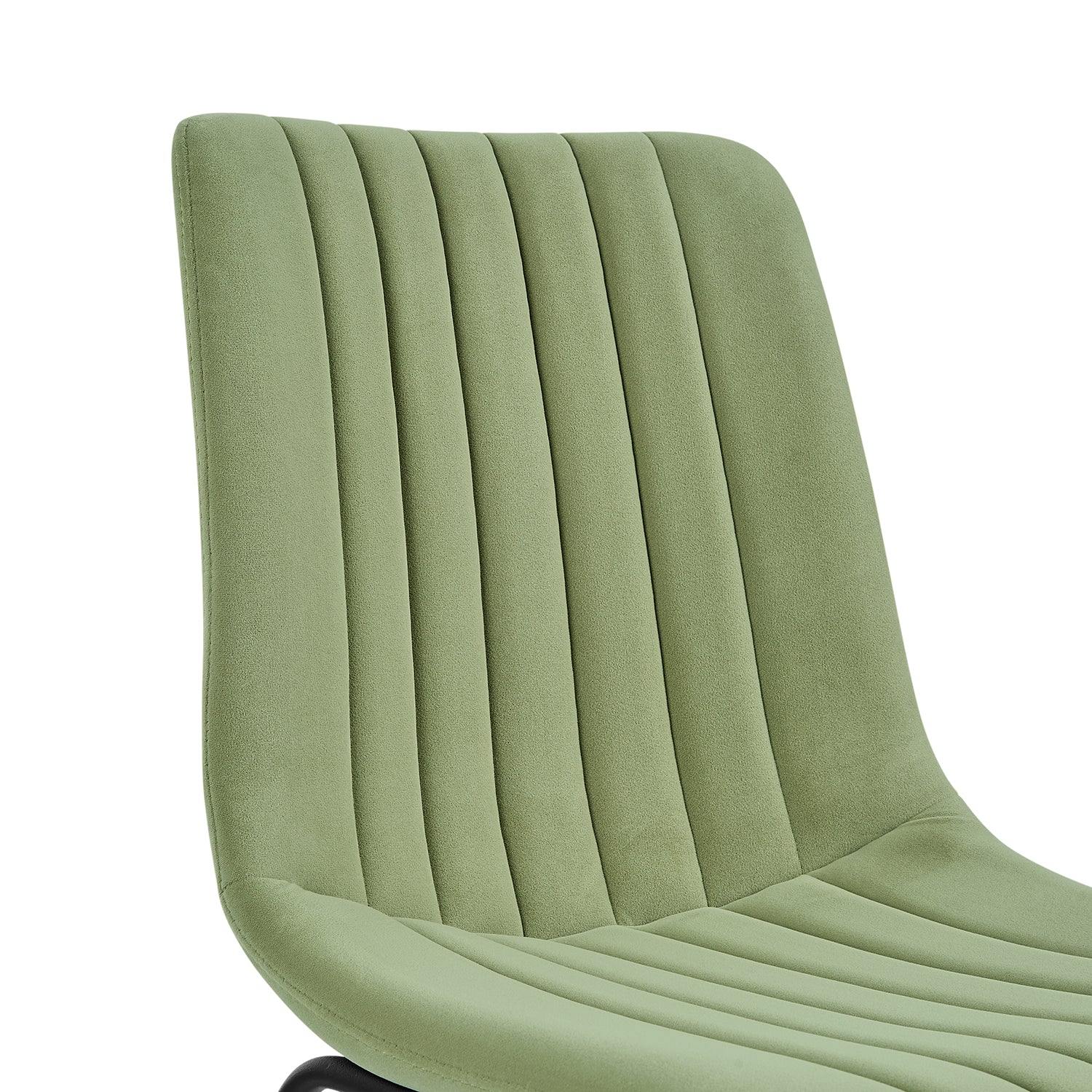 Sutton Set of 2 Sage Green Velvet Fabric Fluted Dining Chairs with Metal Frame - Image 8