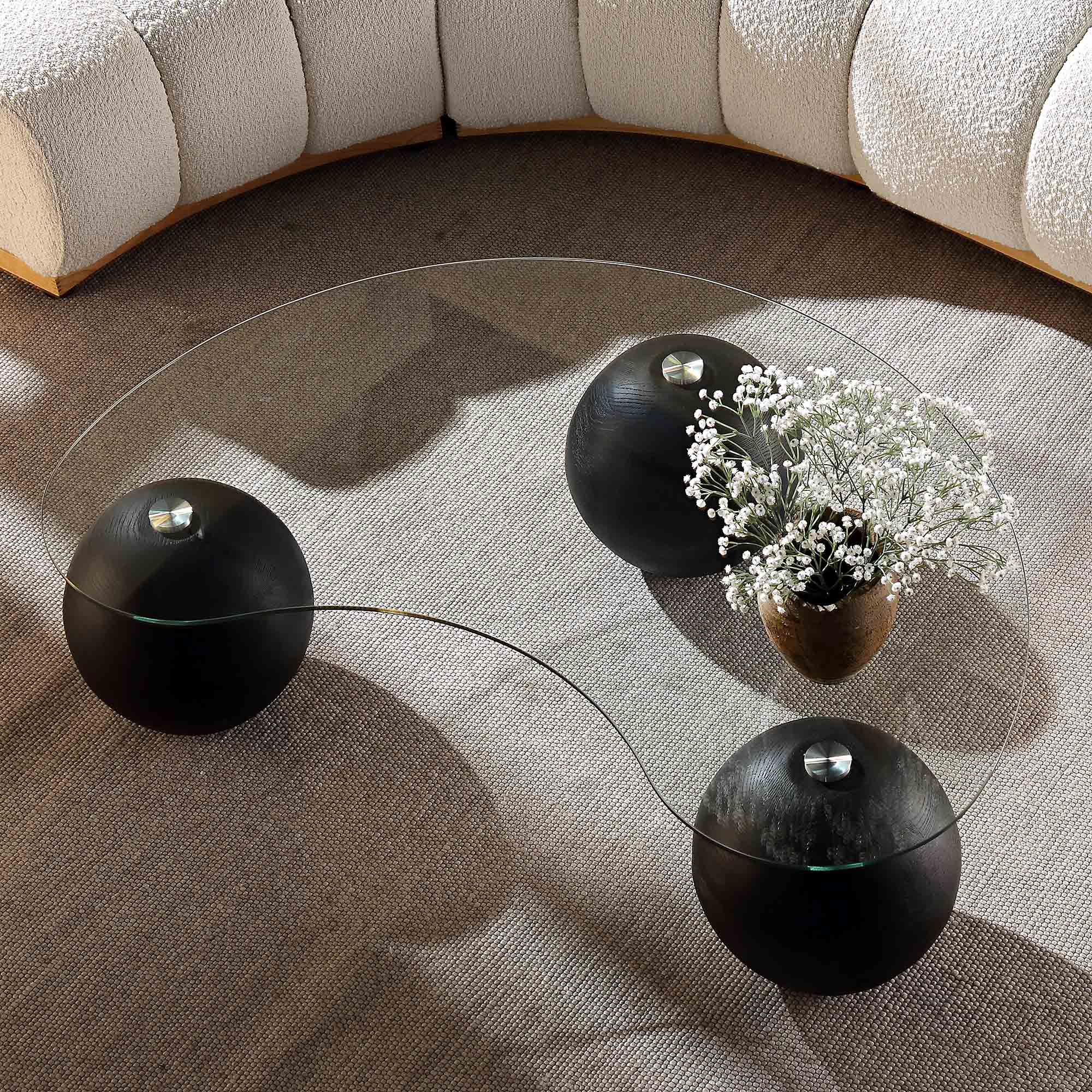 Sveti Curved Glass Coffee Table, Black - Image 2