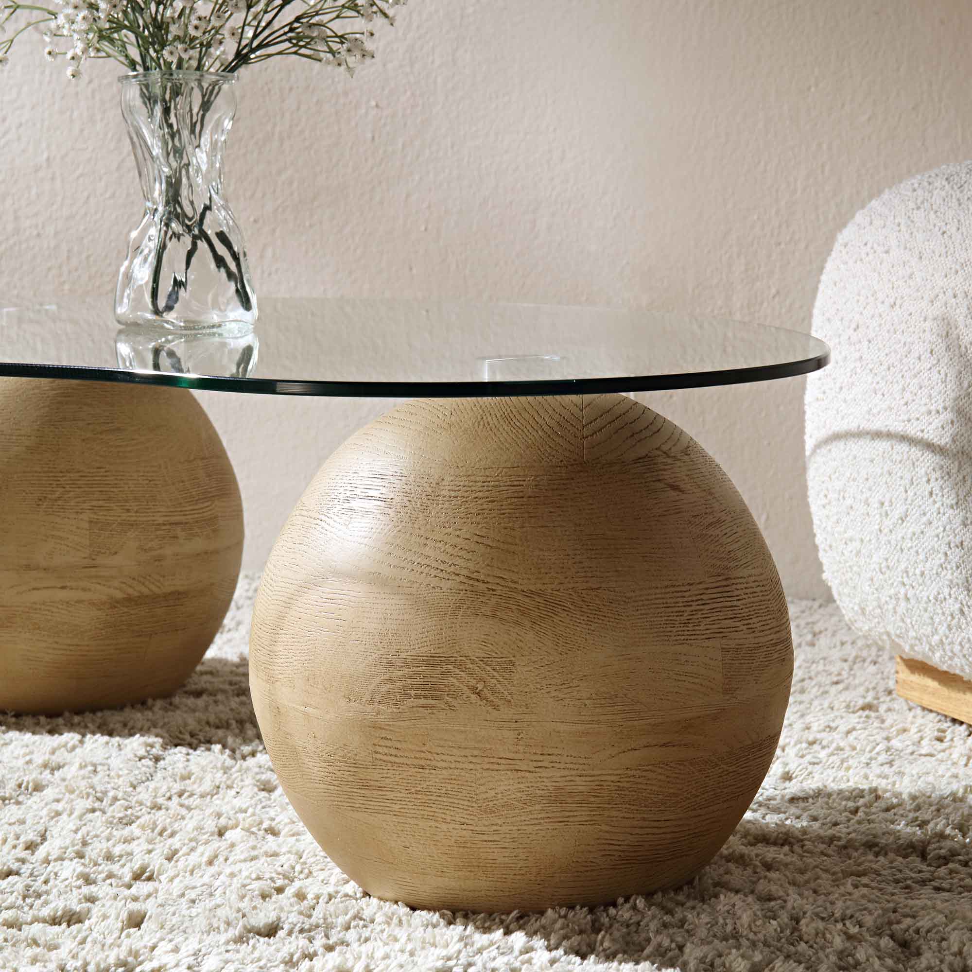 Sveti Curved Glass Coffee Table, Natural - Image 3