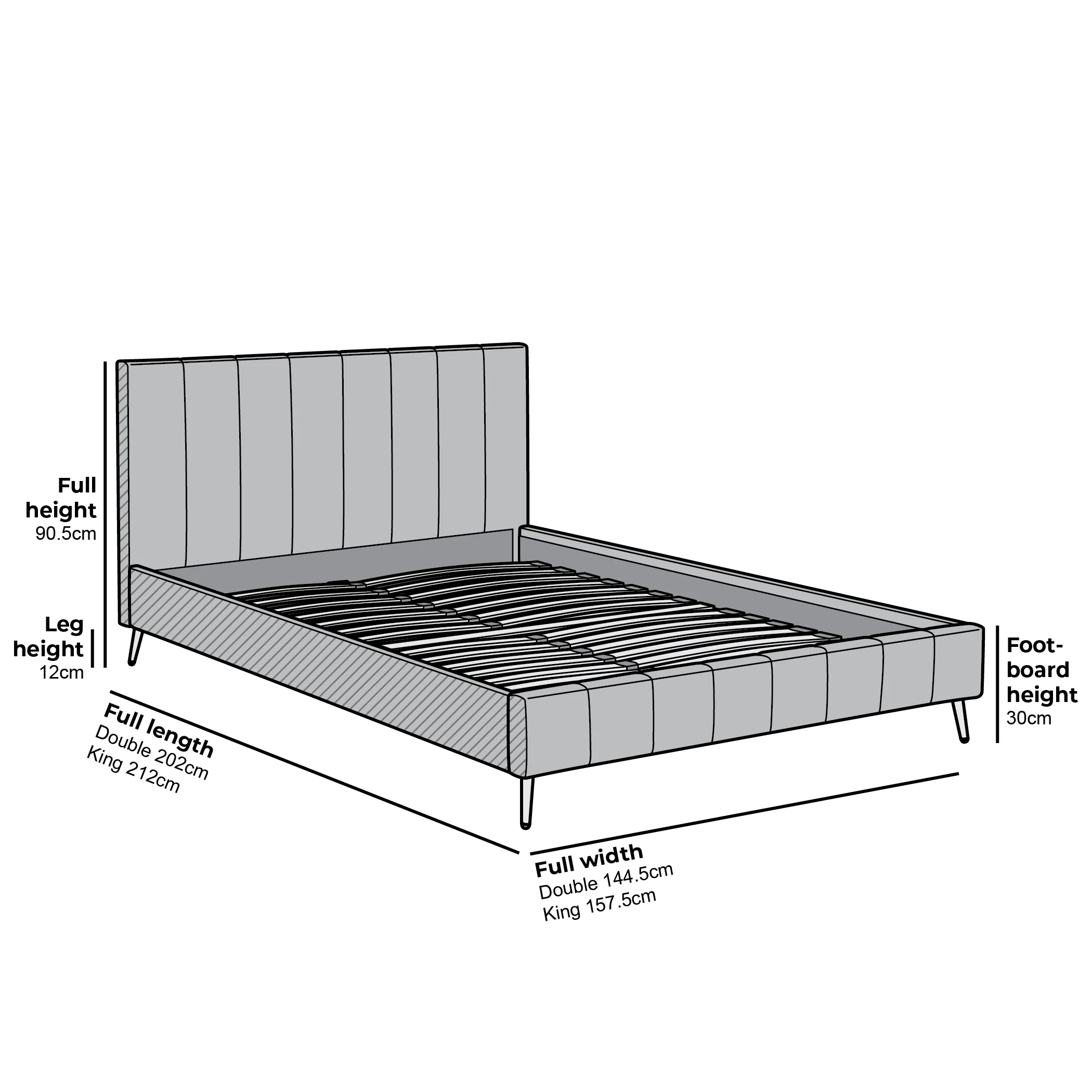 Sylvie Velvet Upholstered Bed Frame with Golden Chrome Legs (Grey) - Image 5