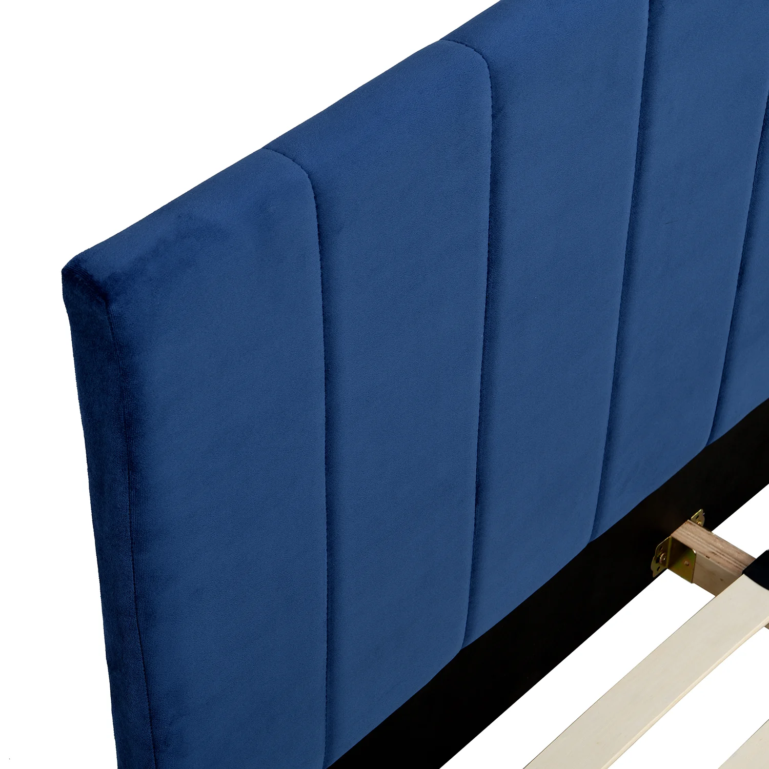 Sylvie Velvet Upholstered Bed Frame with Golden Chrome Legs, Navy Velvet - Image 8