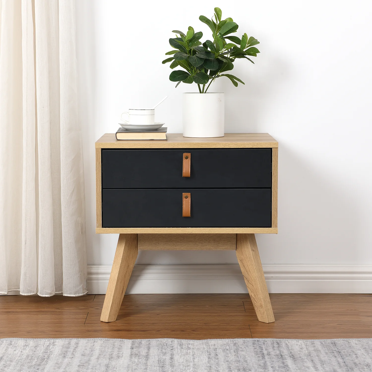 Tallis Two Tone Bedside Table with 2 drawers - Image 2
