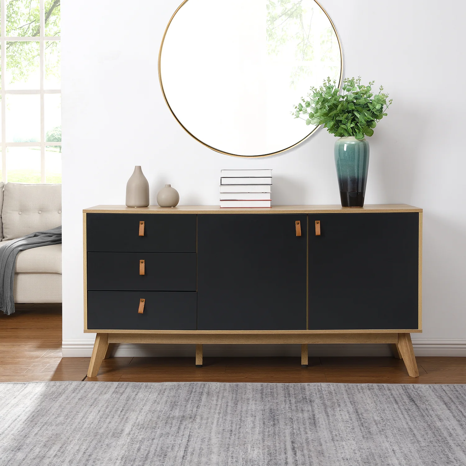 Tallis Two Tone Sideboard with 2 doors and 3 drawers - Image 2