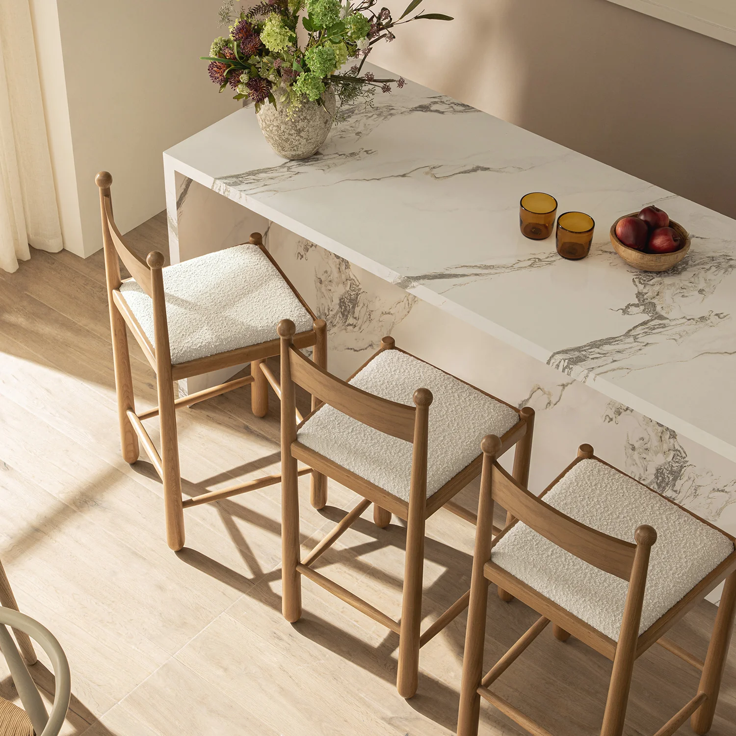 Tama Counter Stool, Ecru Boucle | Natural Oak Frame - Image 3