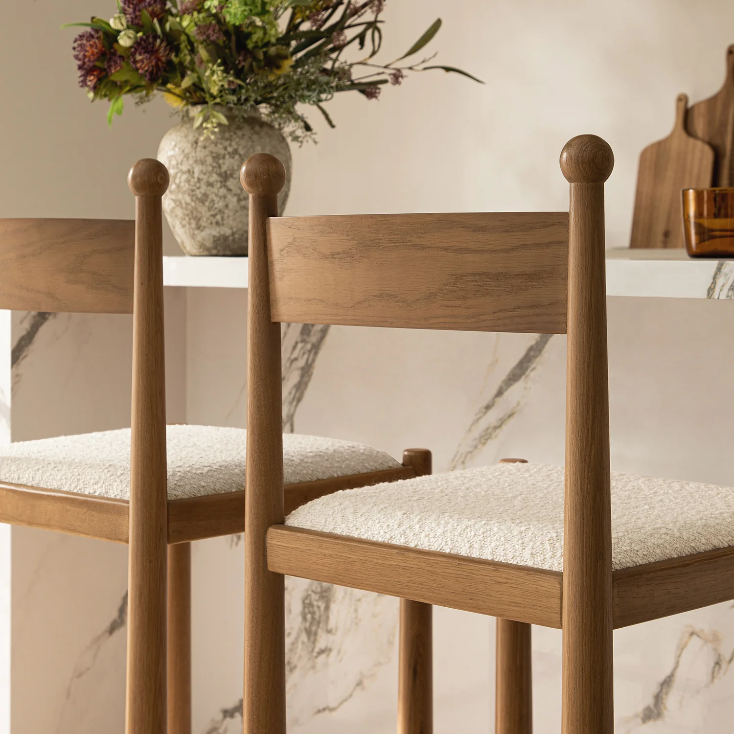 Tama Counter Stool, Ecru Boucle | Natural Oak Frame - Image 5