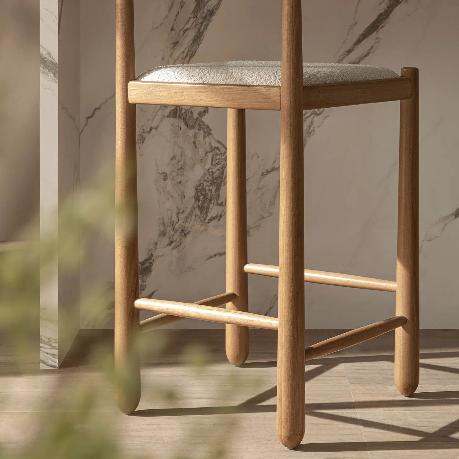 Tama Counter Stool, Ecru Boucle | Natural Oak Frame - Image 6