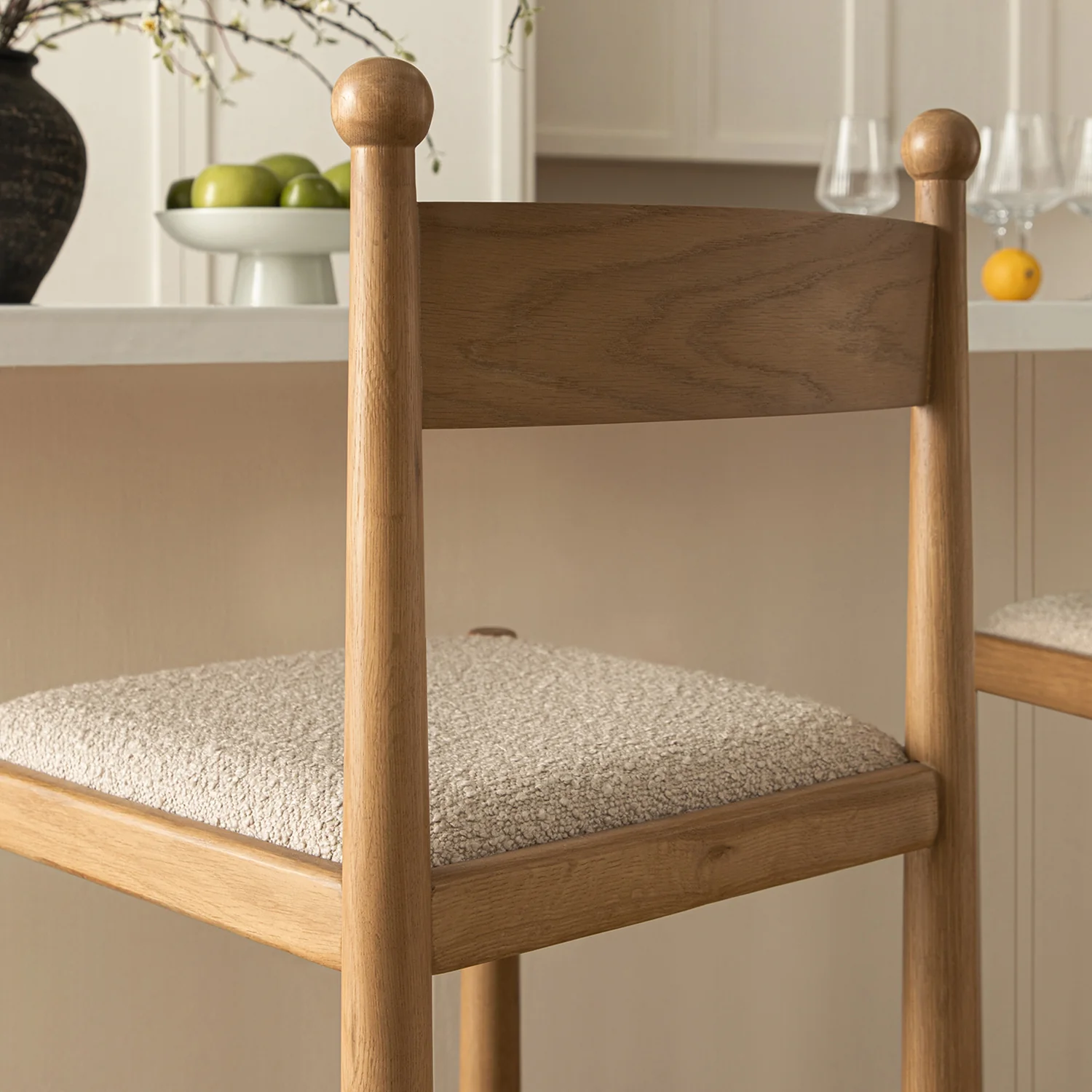 Tama Counter Stool, Light Taupe Boucle | Natural Oak Frame - Image 5