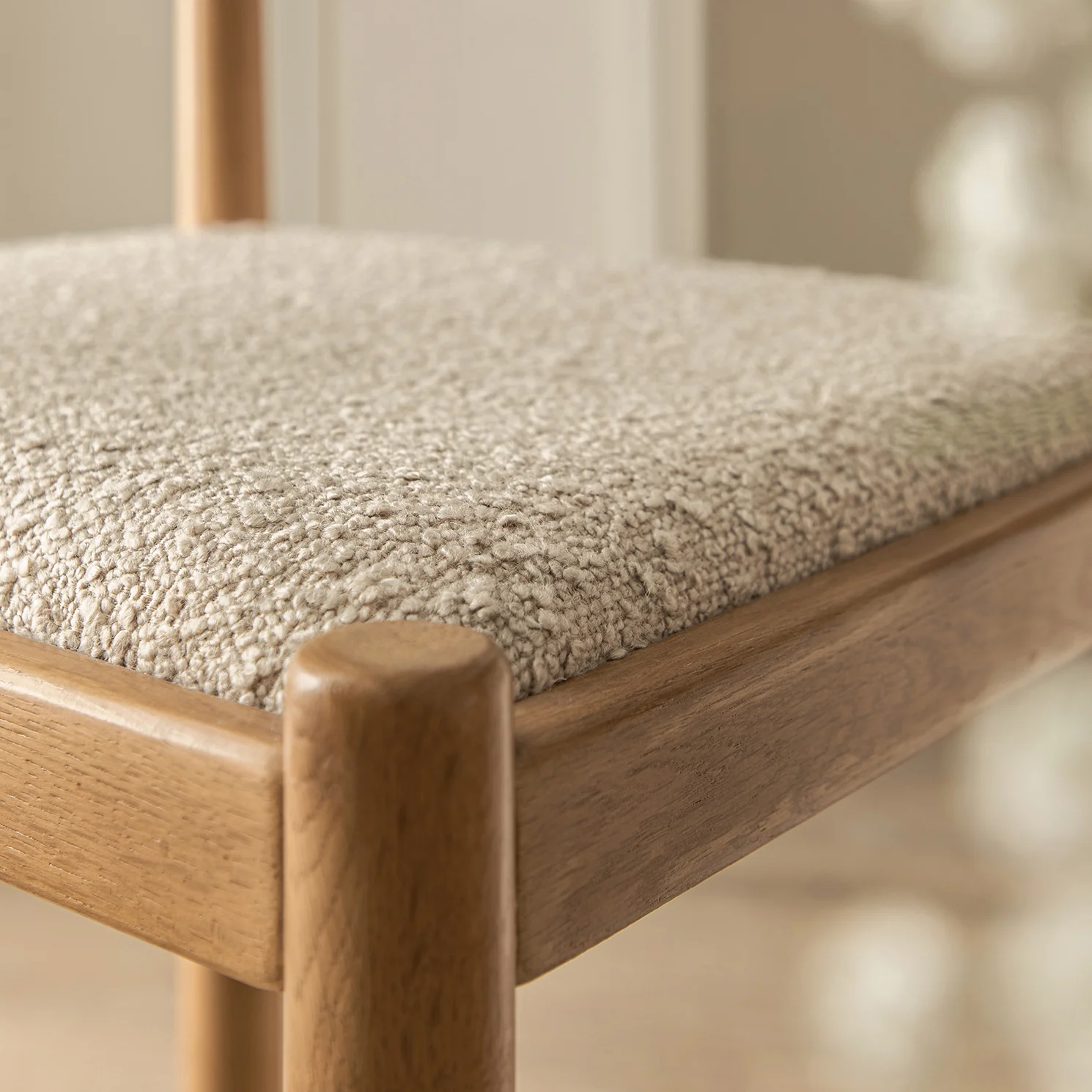 Tama Counter Stool, Light Taupe Boucle | Natural Oak Frame - Image 6